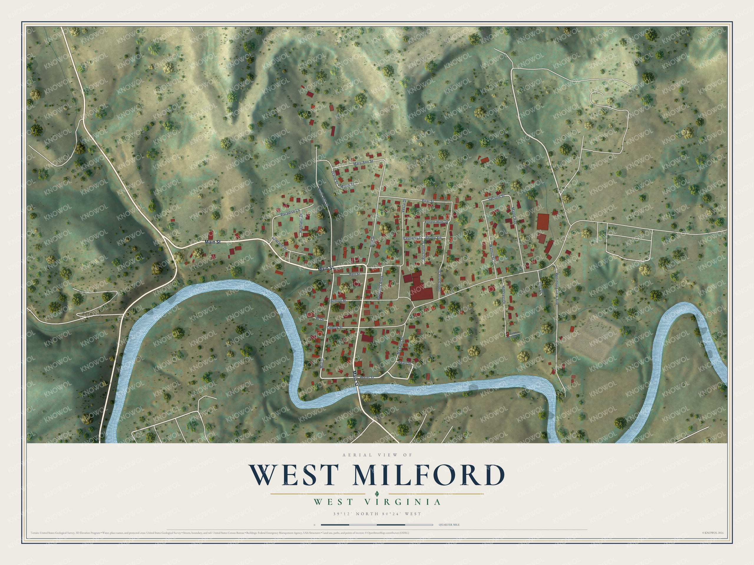 Watermarked full-map preview of West Milford, West Virginia