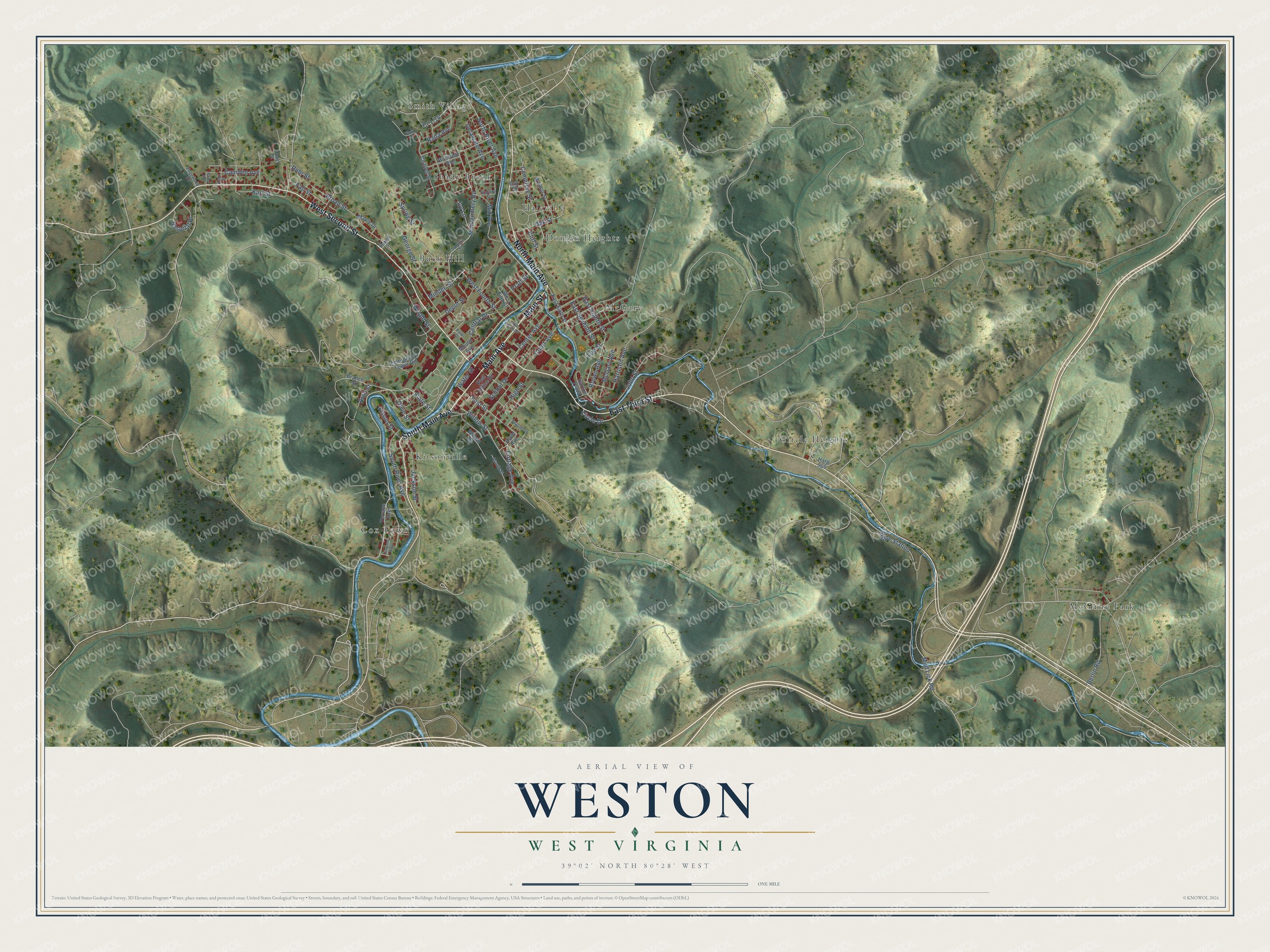 Watermarked full-map preview of Weston, West Virginia