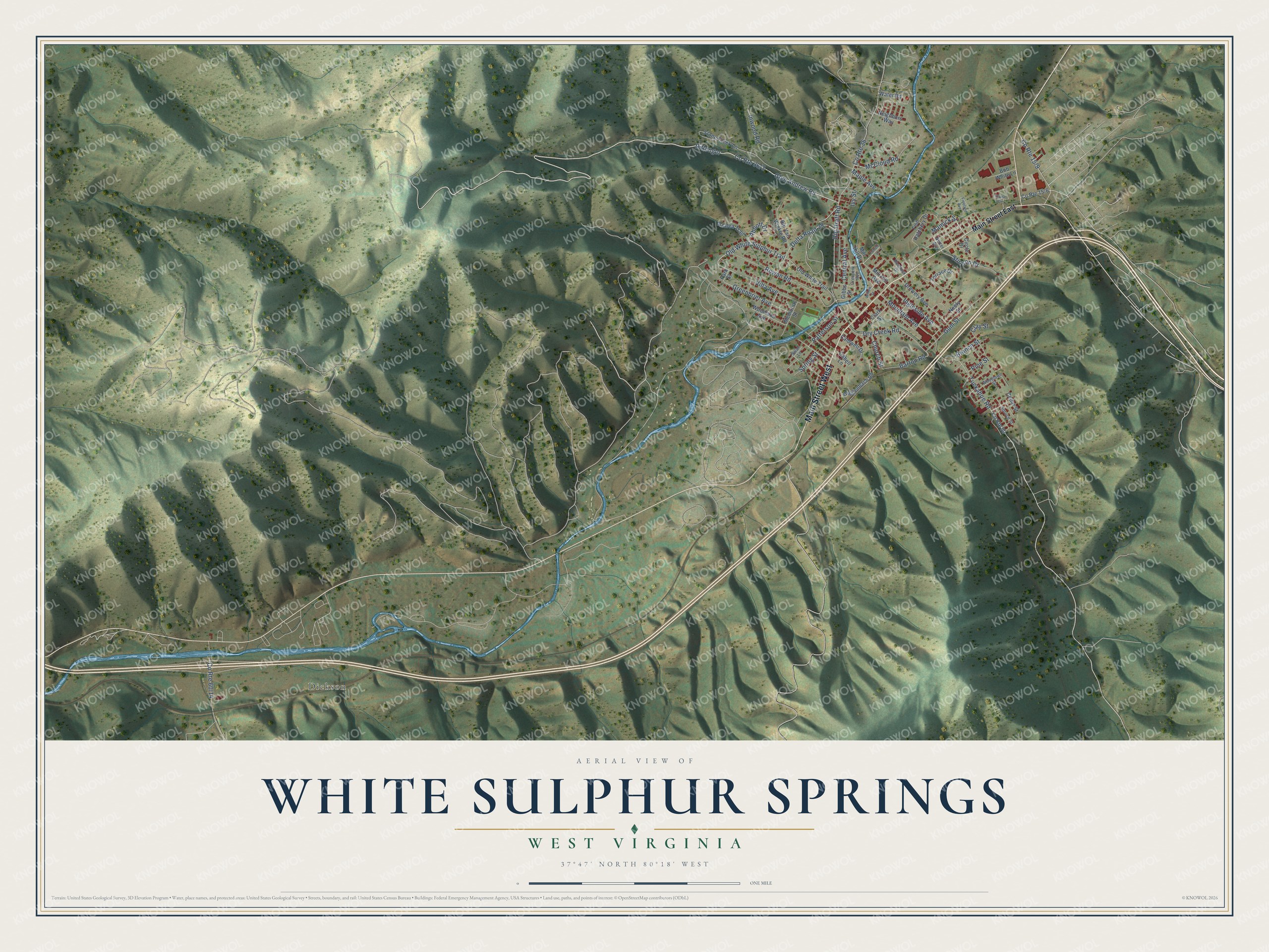 Watermarked full-map preview of White Sulphur Springs, West Virginia