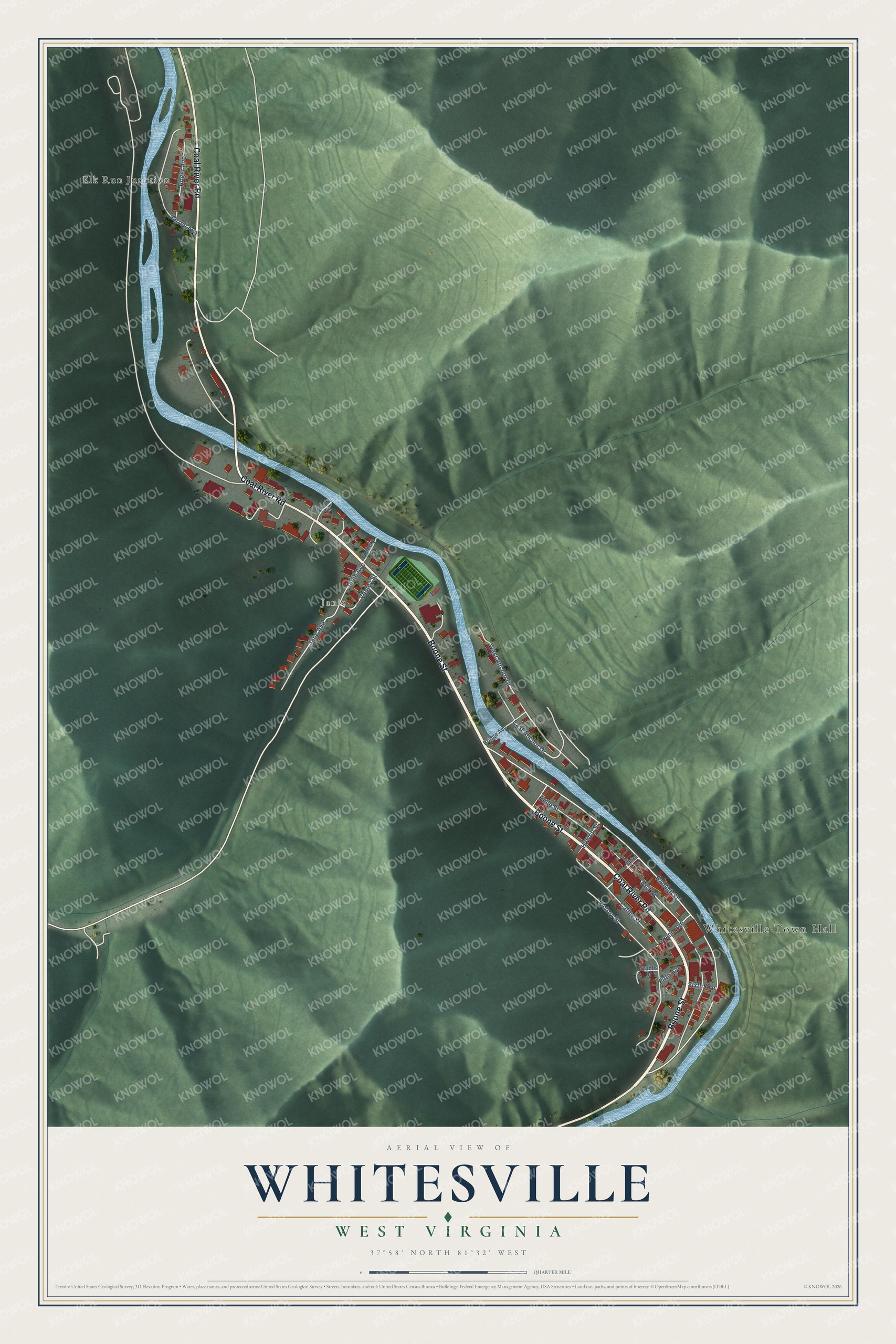 Watermarked full-map preview of Whitesville, West Virginia