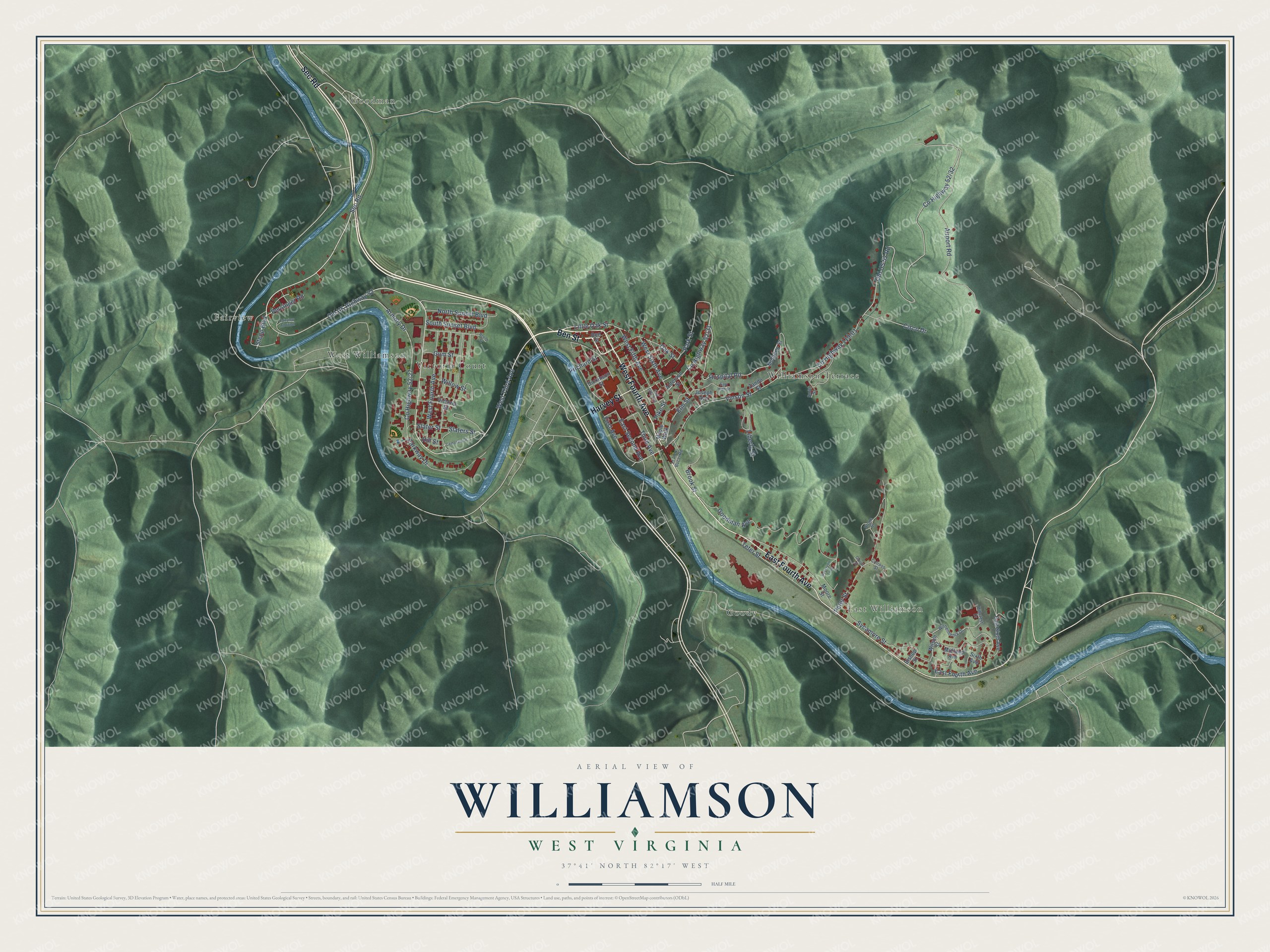 Watermarked full-map preview of Williamson, West Virginia