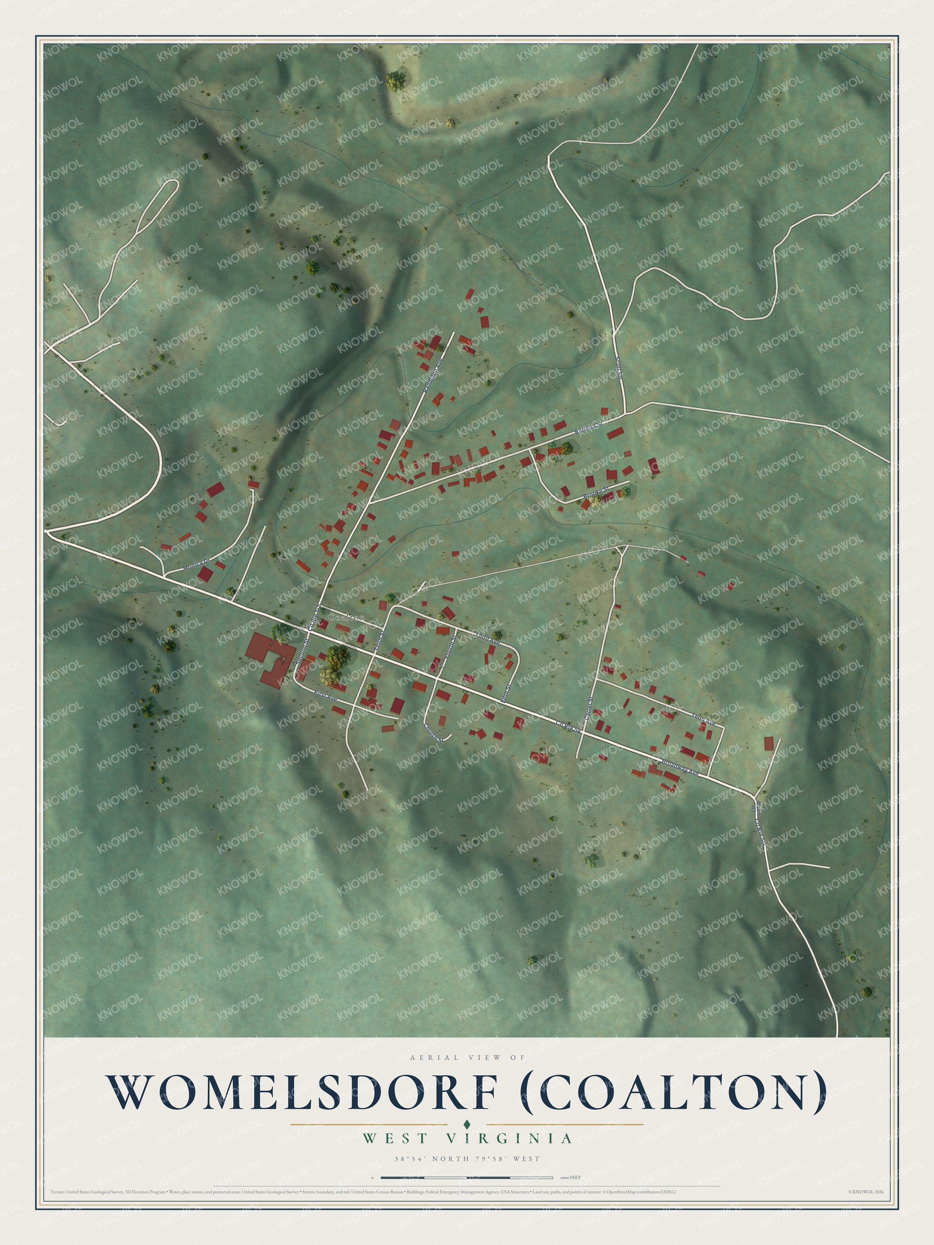 Watermarked full-map preview of Womelsdorf (Coalton), West Virginia