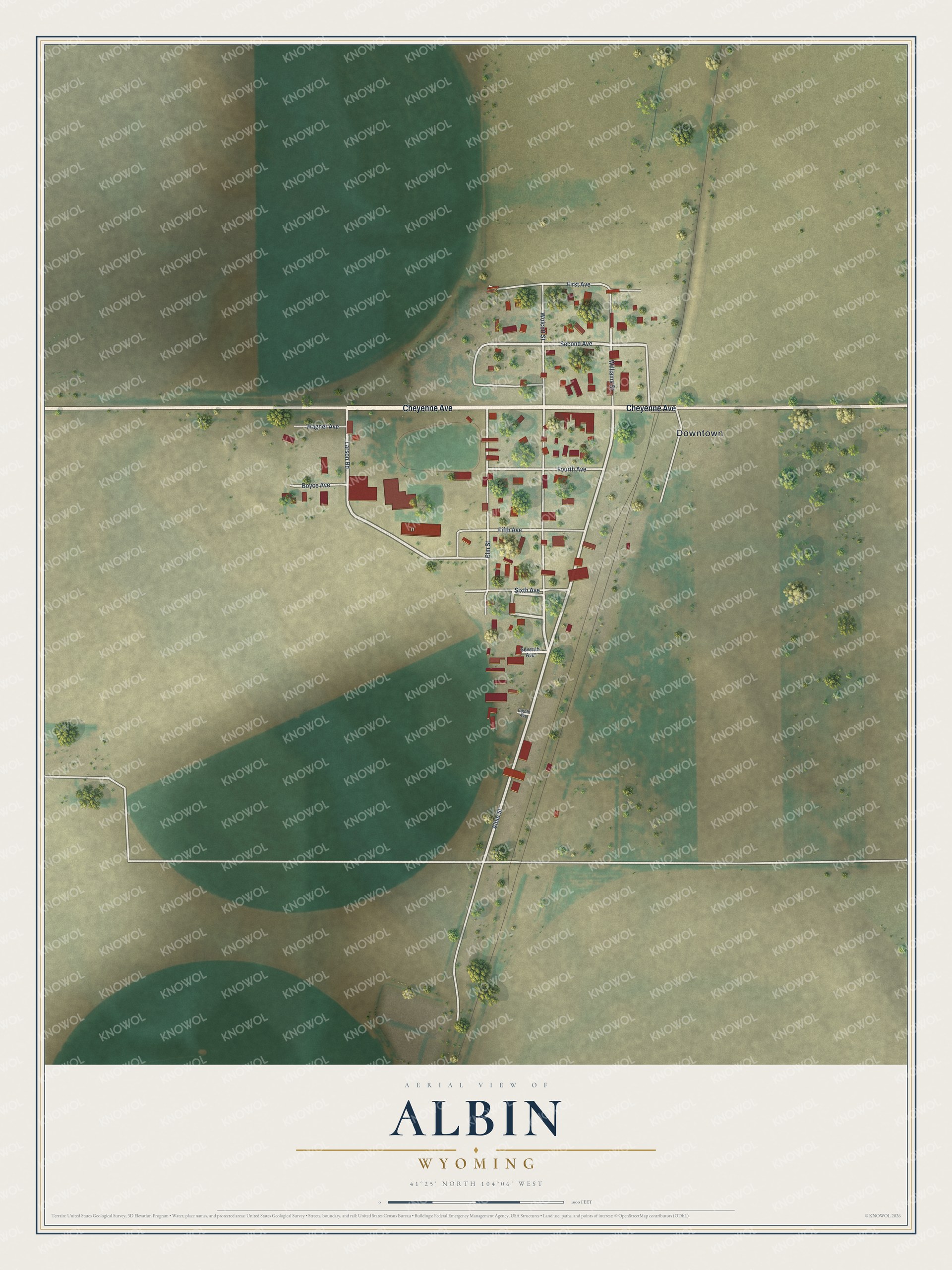 Watermarked full-map preview of Albin, Wyoming