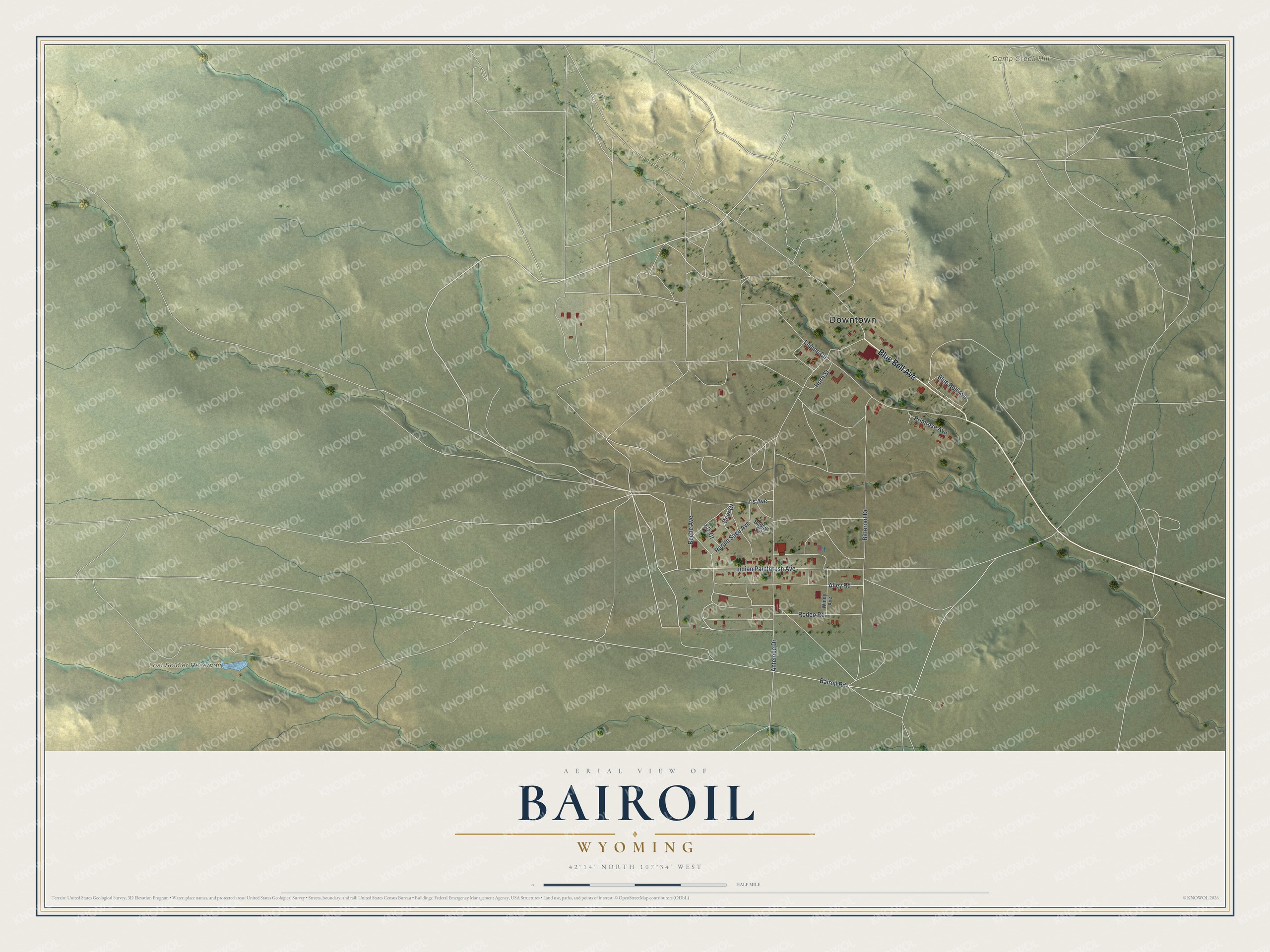 Watermarked full-map preview of Bairoil, Wyoming