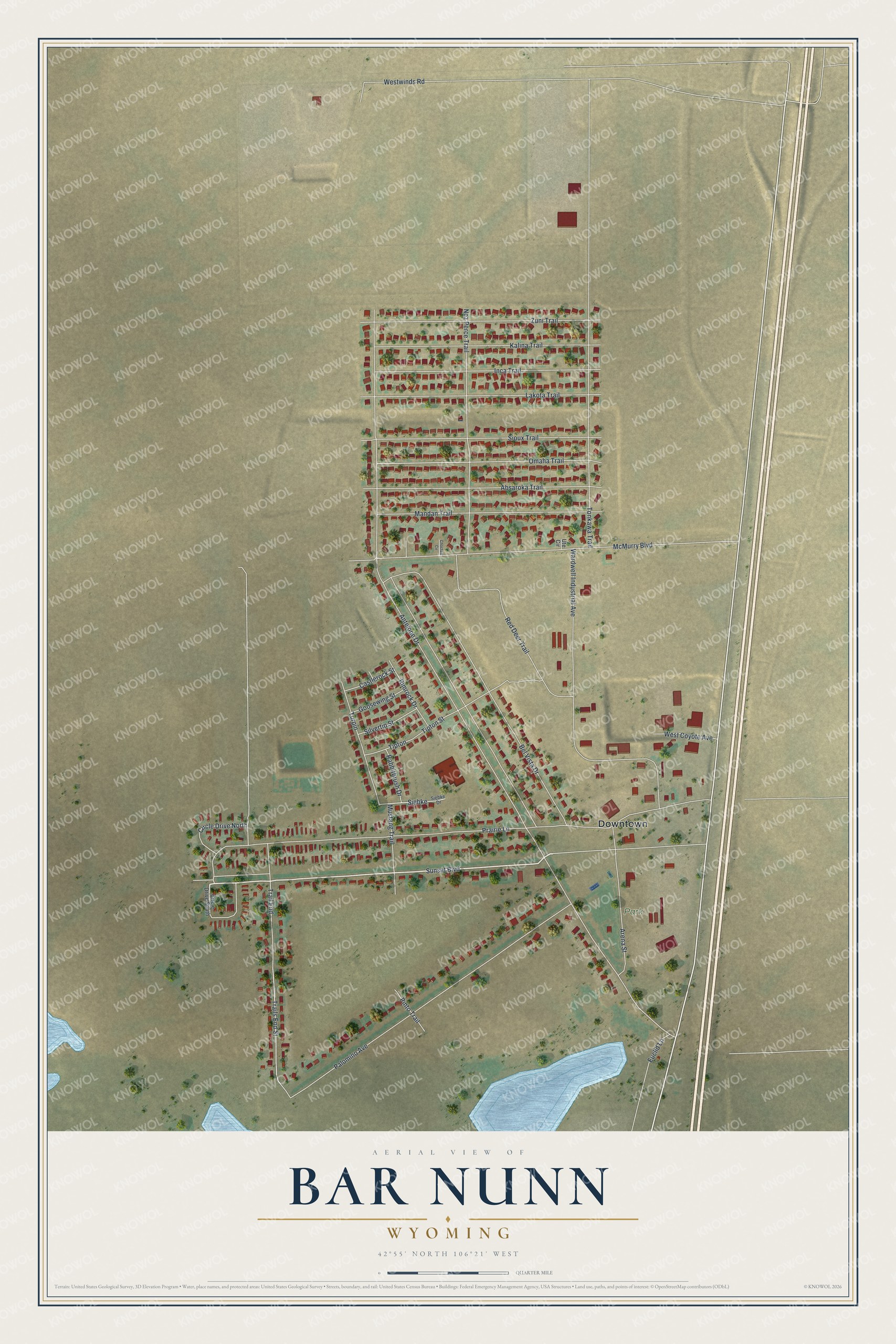 Watermarked full-map preview of Bar Nunn, Wyoming