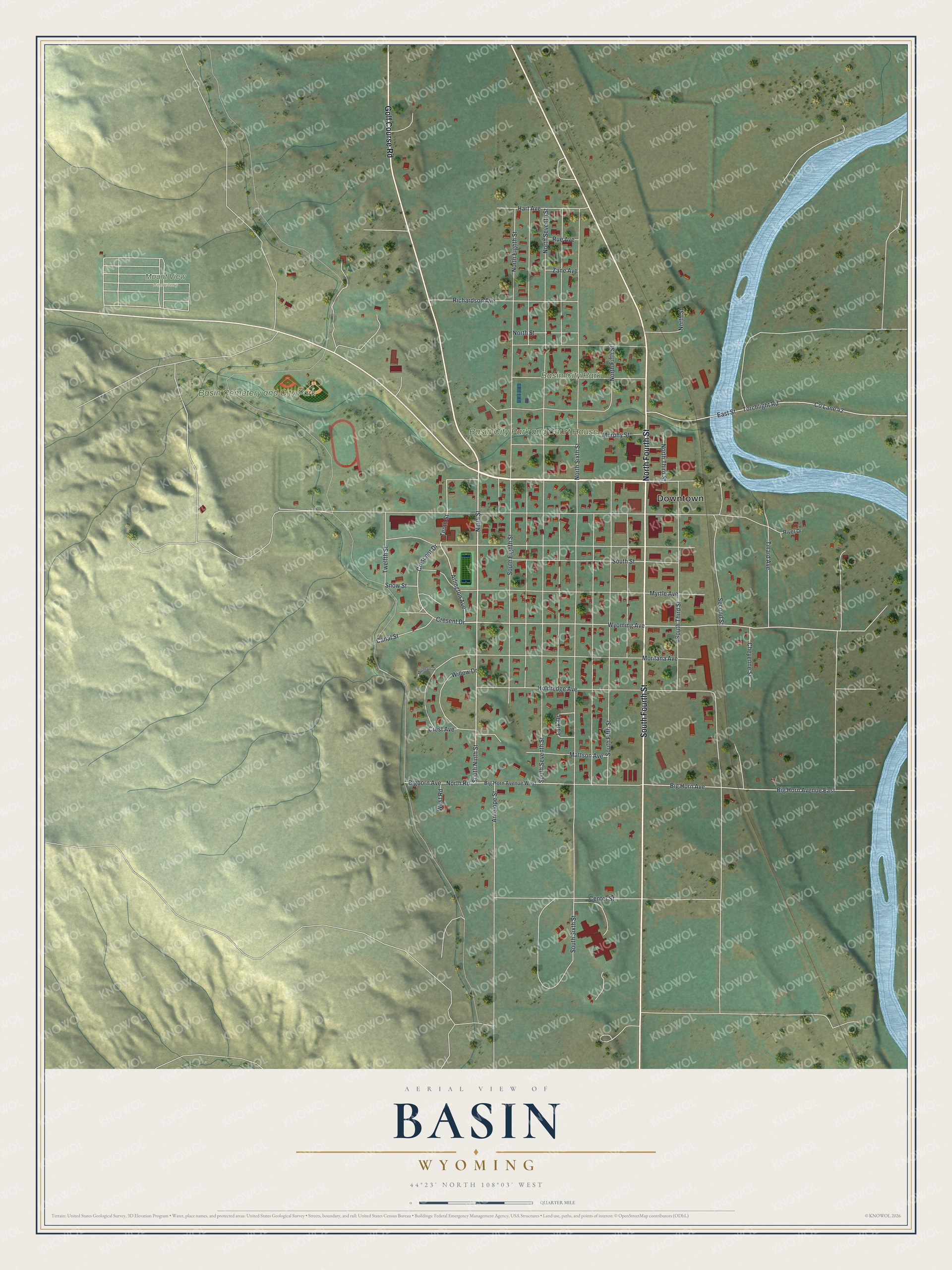 Watermarked full-map preview of Basin, Wyoming