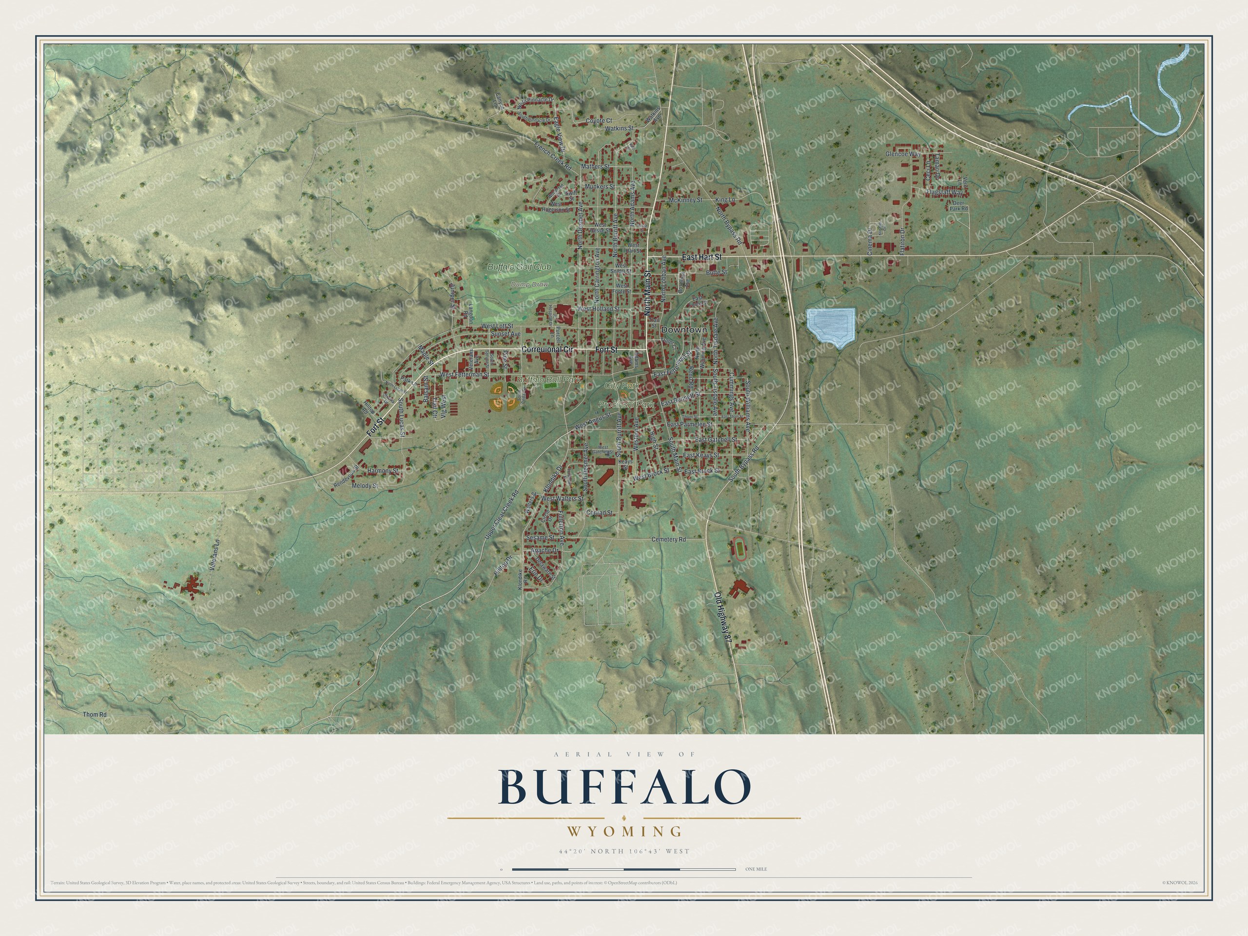 Watermarked full-map preview of Buffalo, Wyoming
