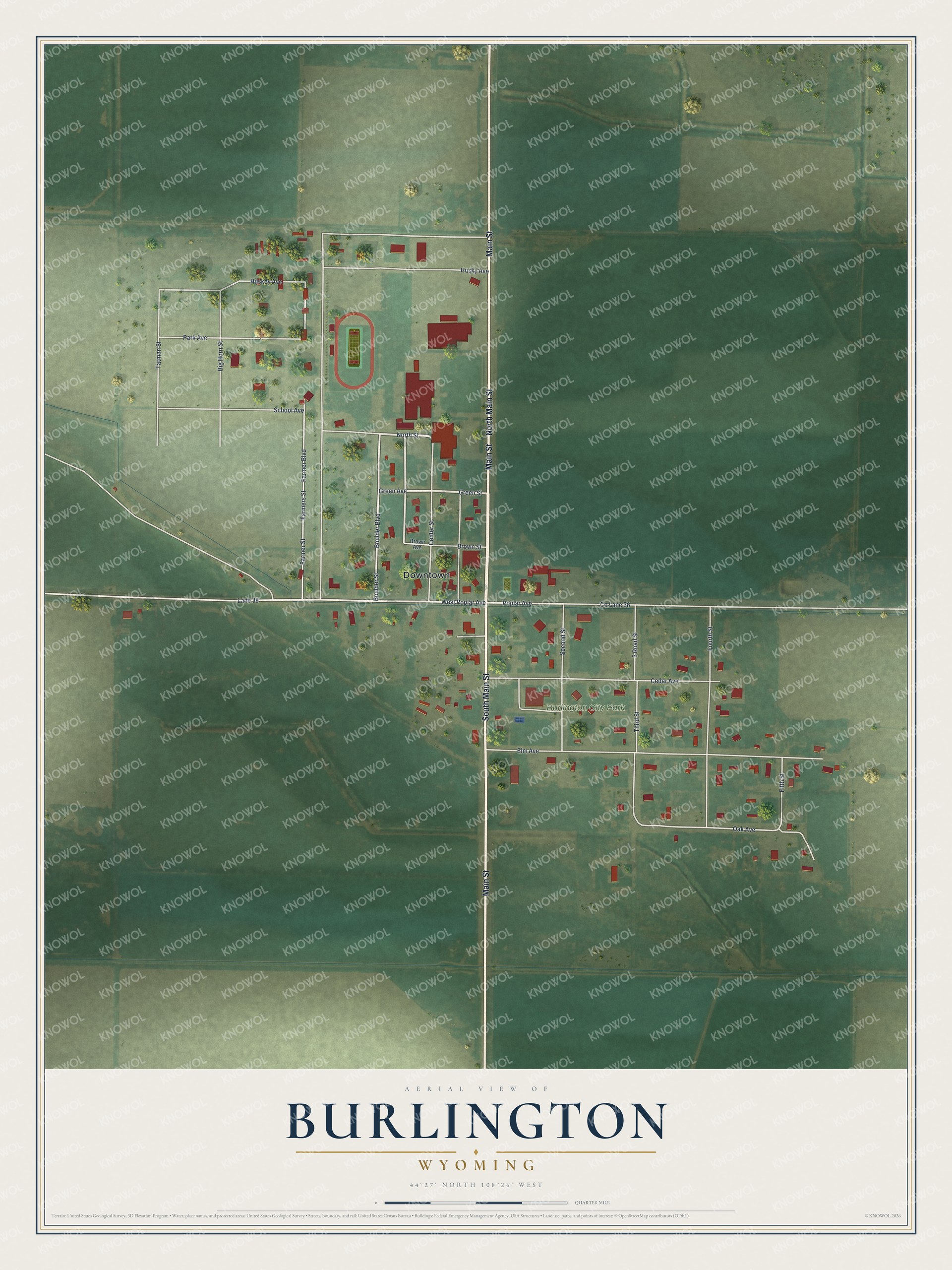 Watermarked full-map preview of Burlington, Wyoming