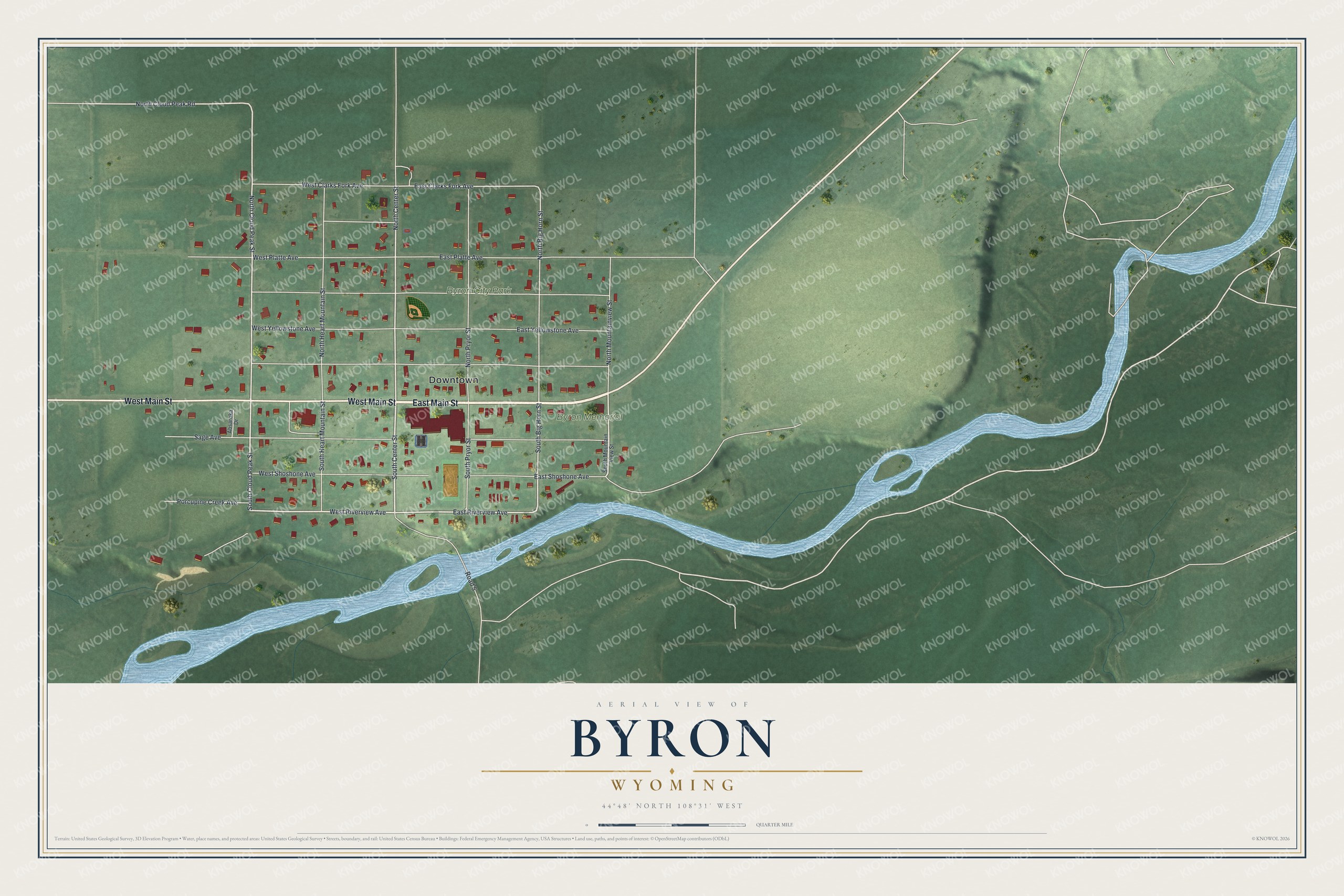 Watermarked full-map preview of Byron, Wyoming