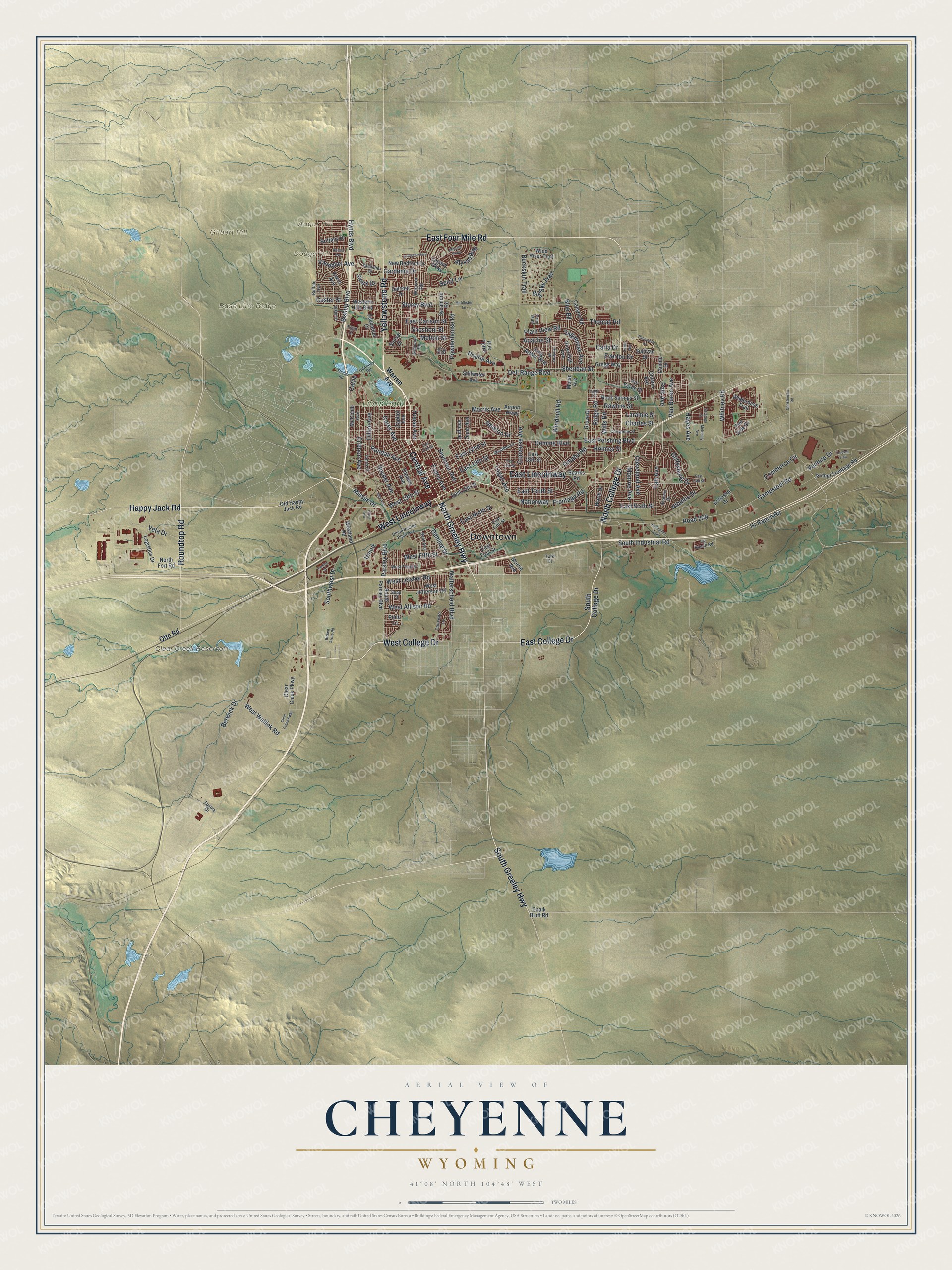 Watermarked full-map preview of Cheyenne, Wyoming