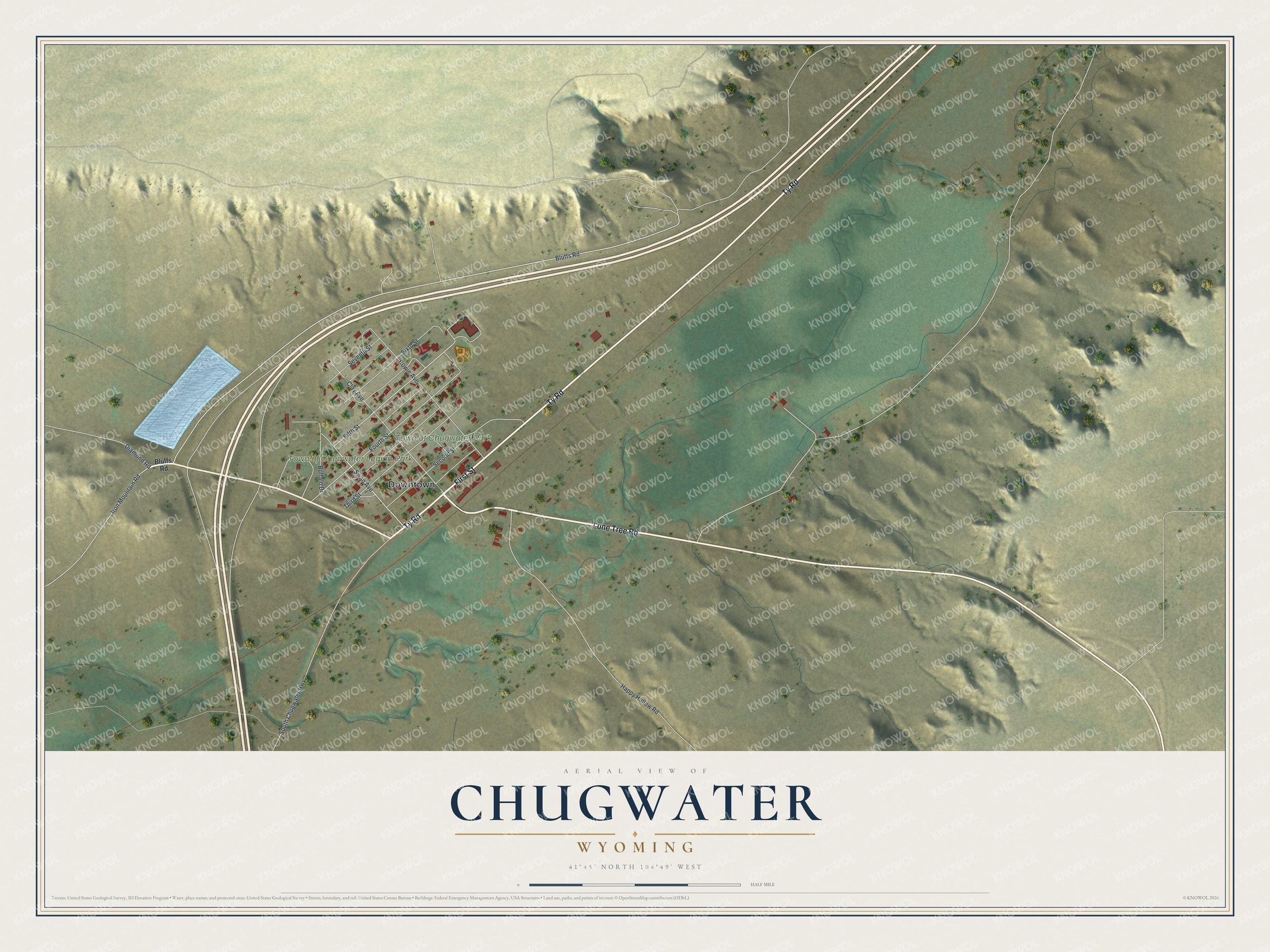 Watermarked full-map preview of Chugwater, Wyoming
