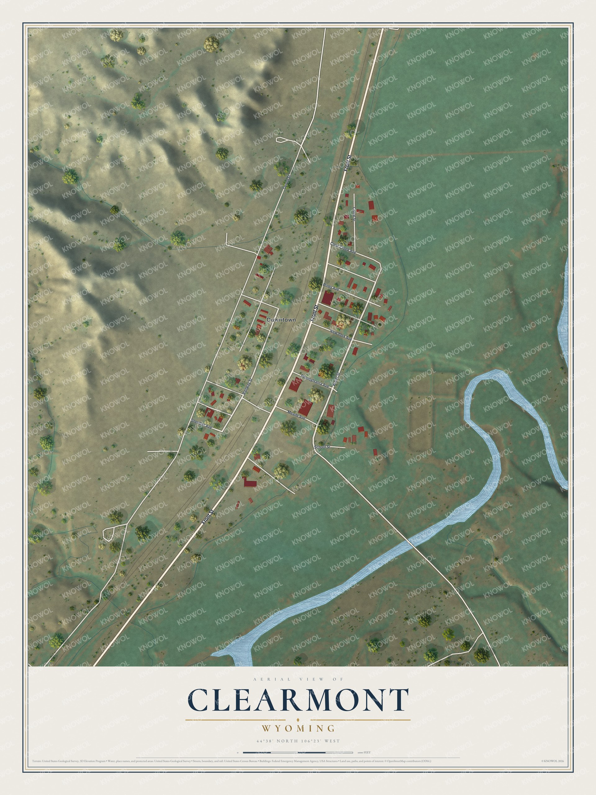 Watermarked full-map preview of Clearmont, Wyoming