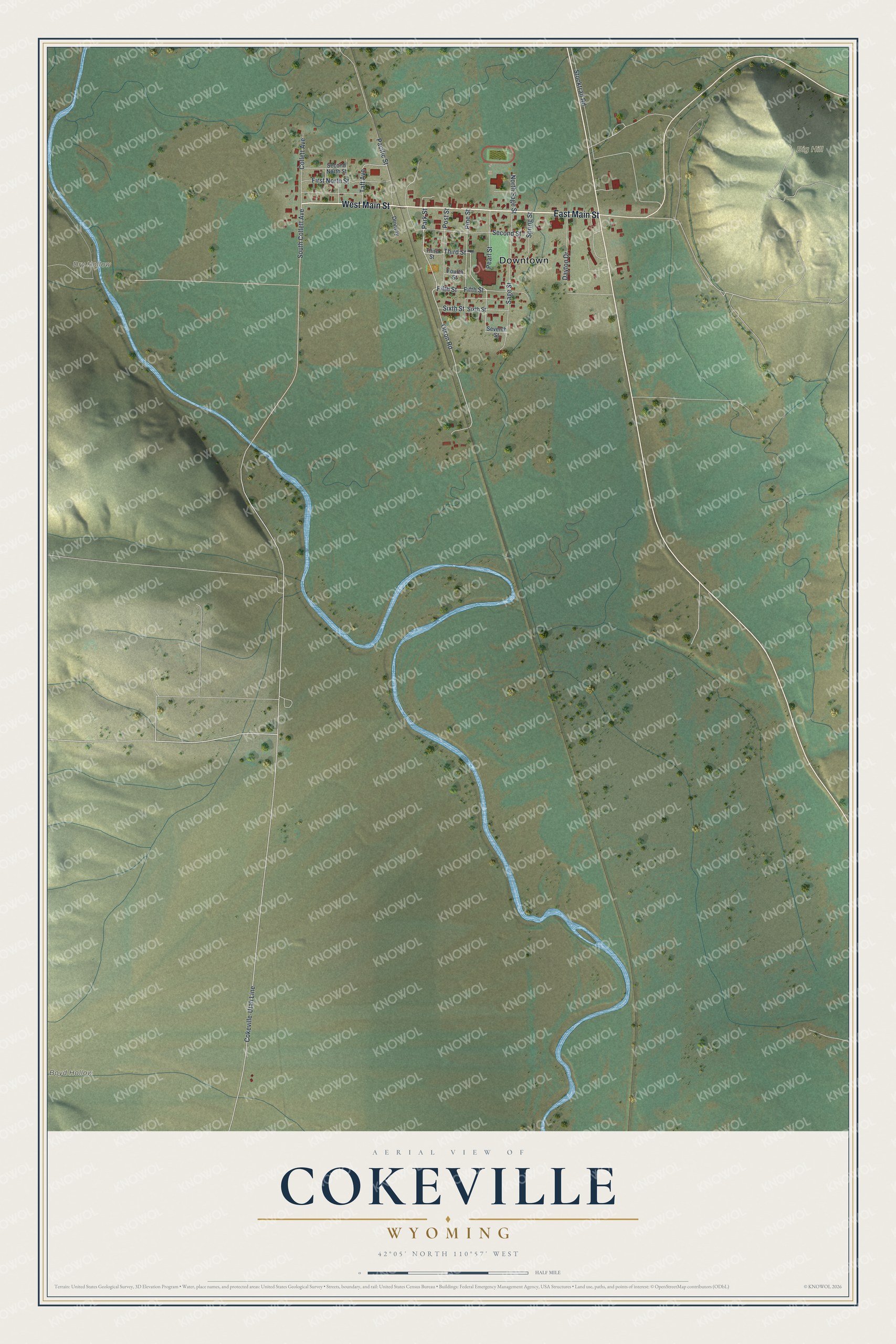 Watermarked full-map preview of Cokeville, Wyoming