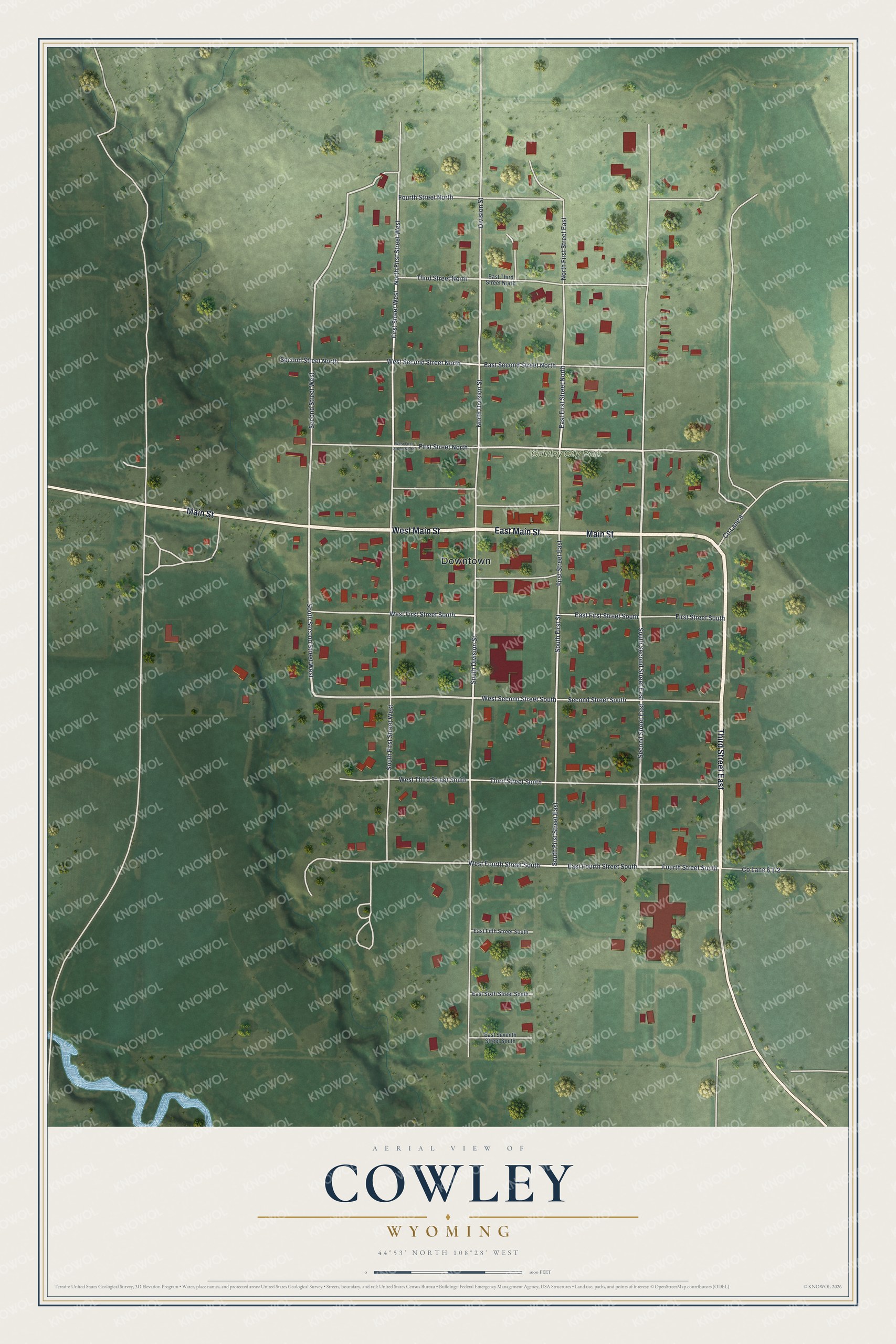 Watermarked full-map preview of Cowley, Wyoming