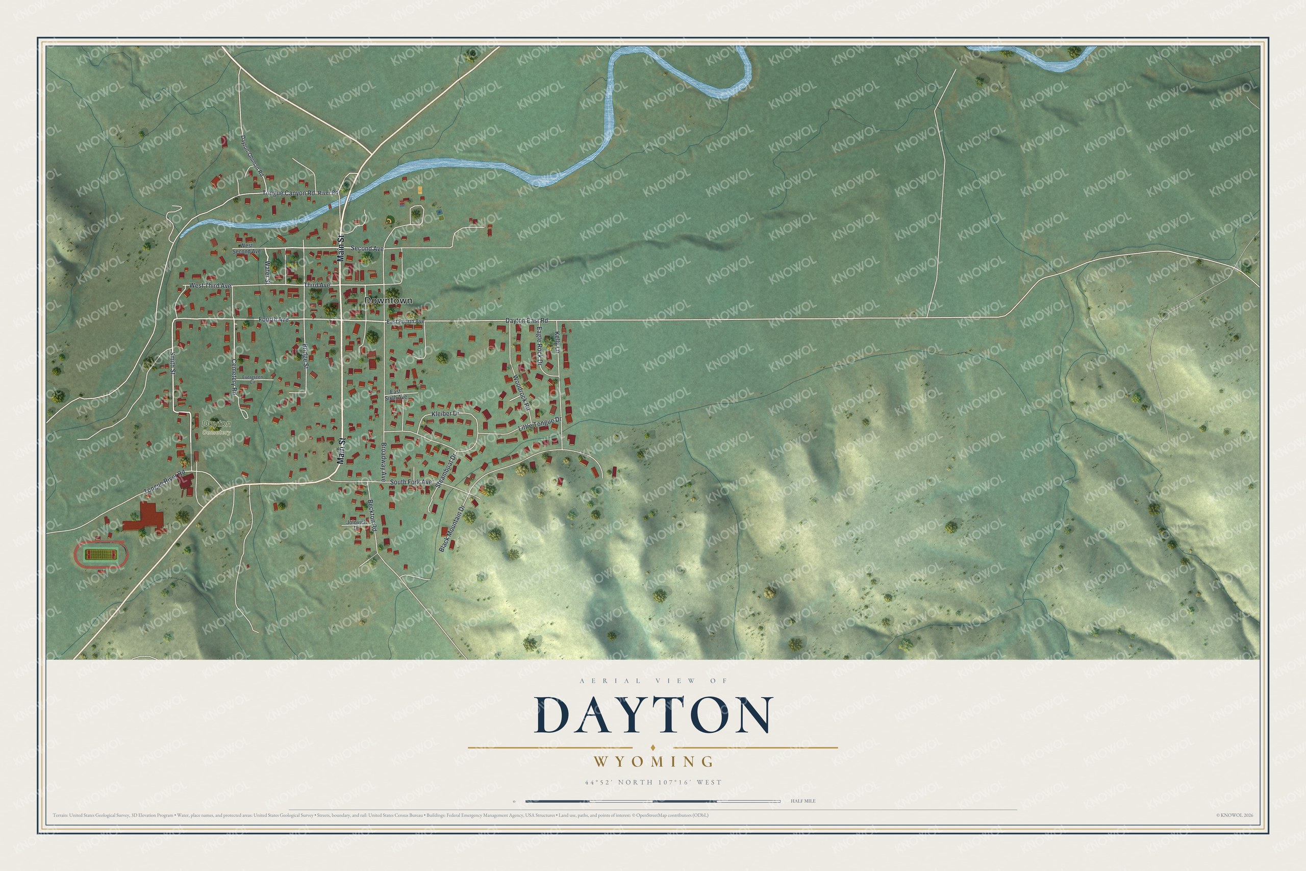 Watermarked full-map preview of Dayton, Wyoming