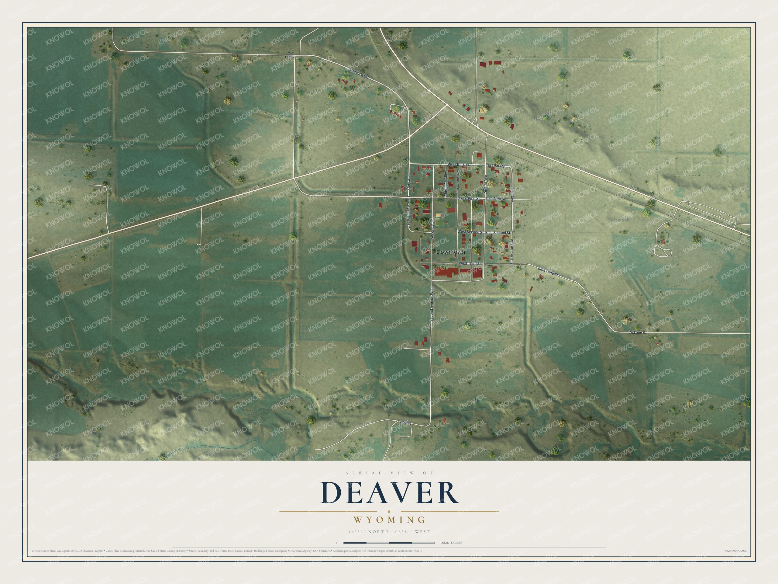 Watermarked full-map preview of Deaver, Wyoming