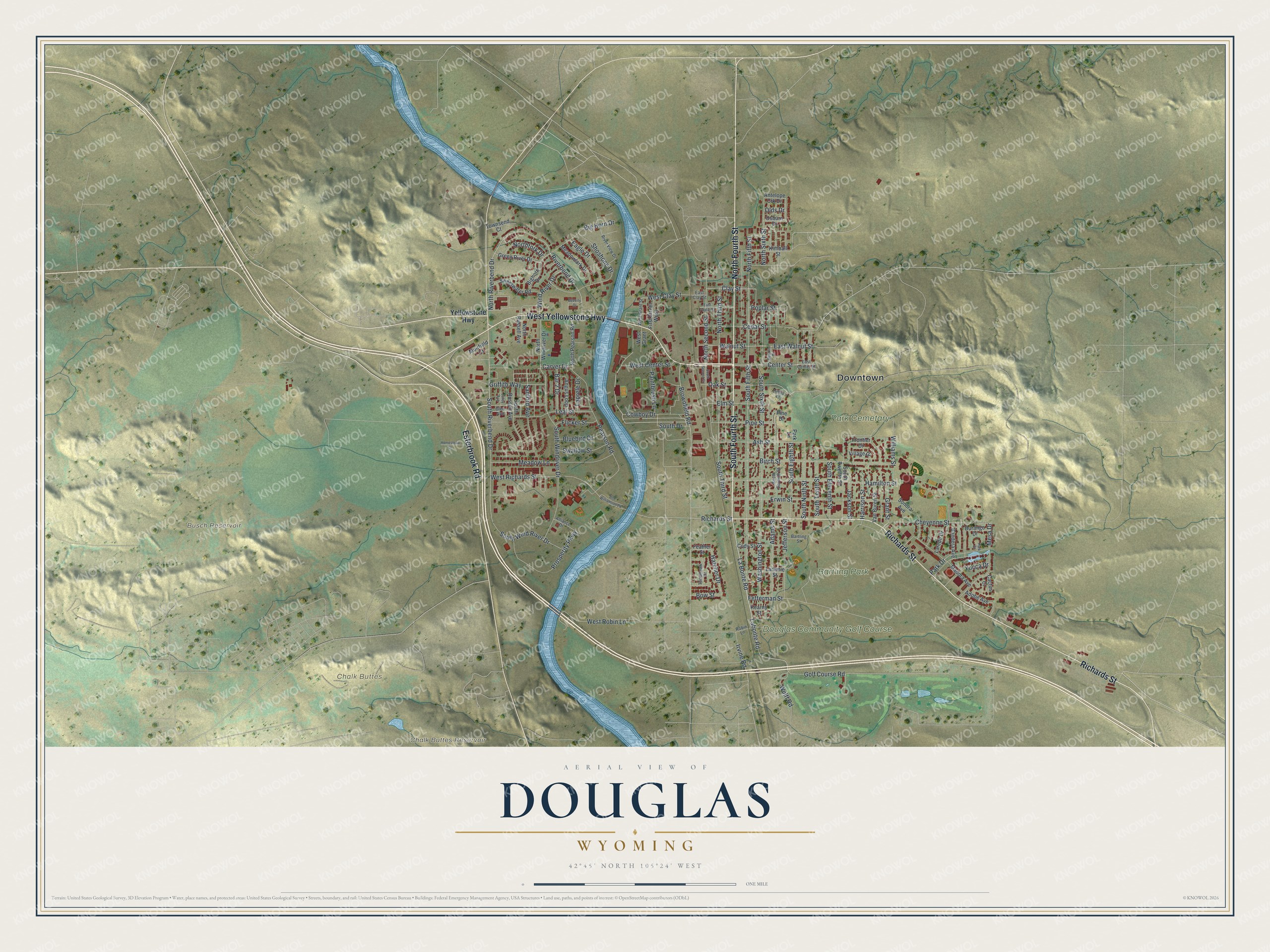 Watermarked full-map preview of Douglas, Wyoming
