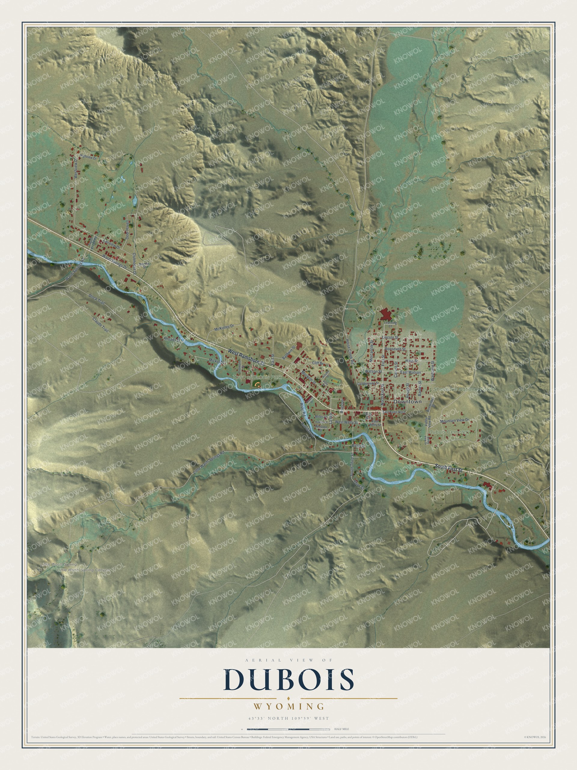 Watermarked full-map preview of Dubois, Wyoming