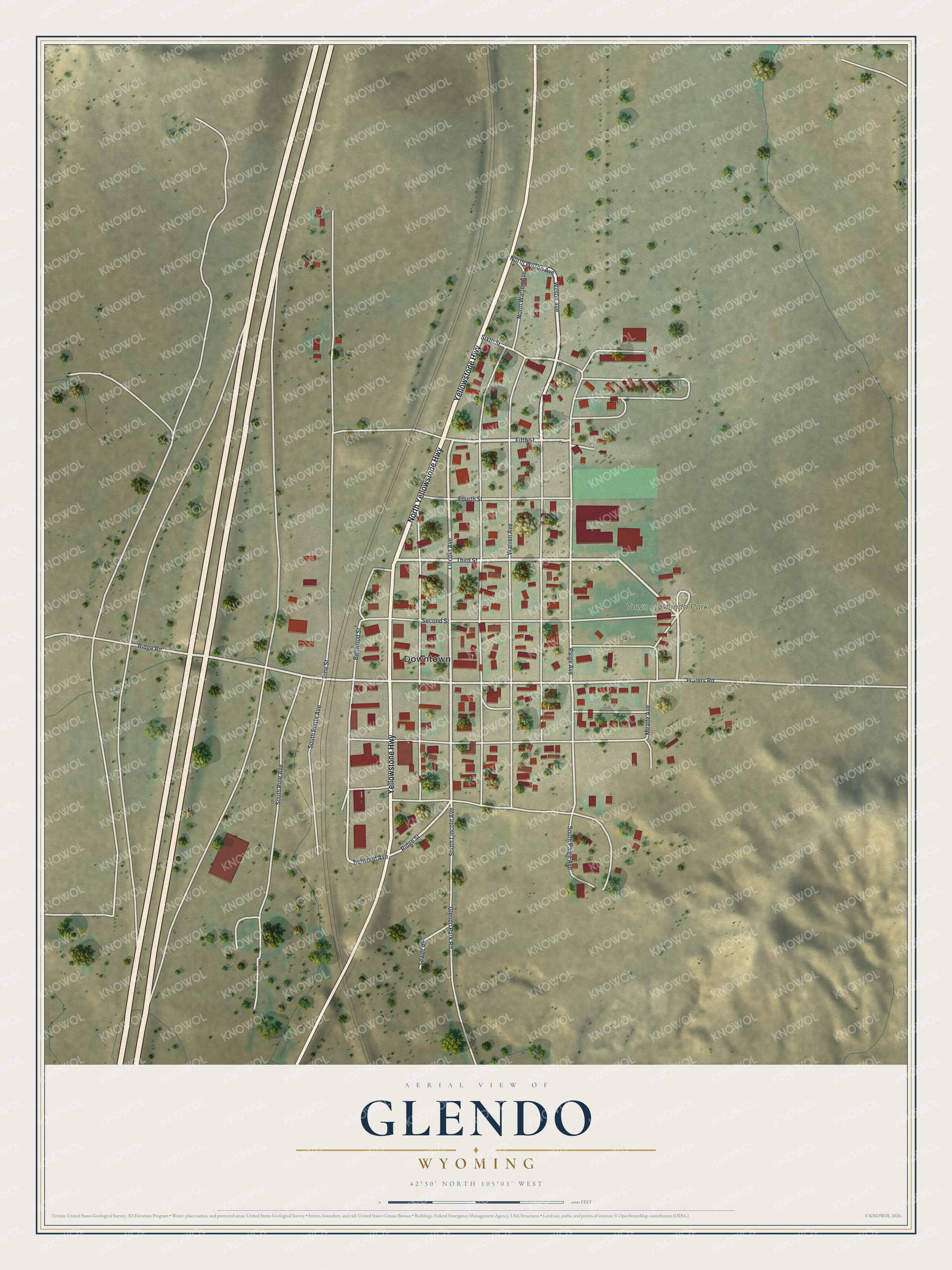 Watermarked full-map preview of Glendo, Wyoming