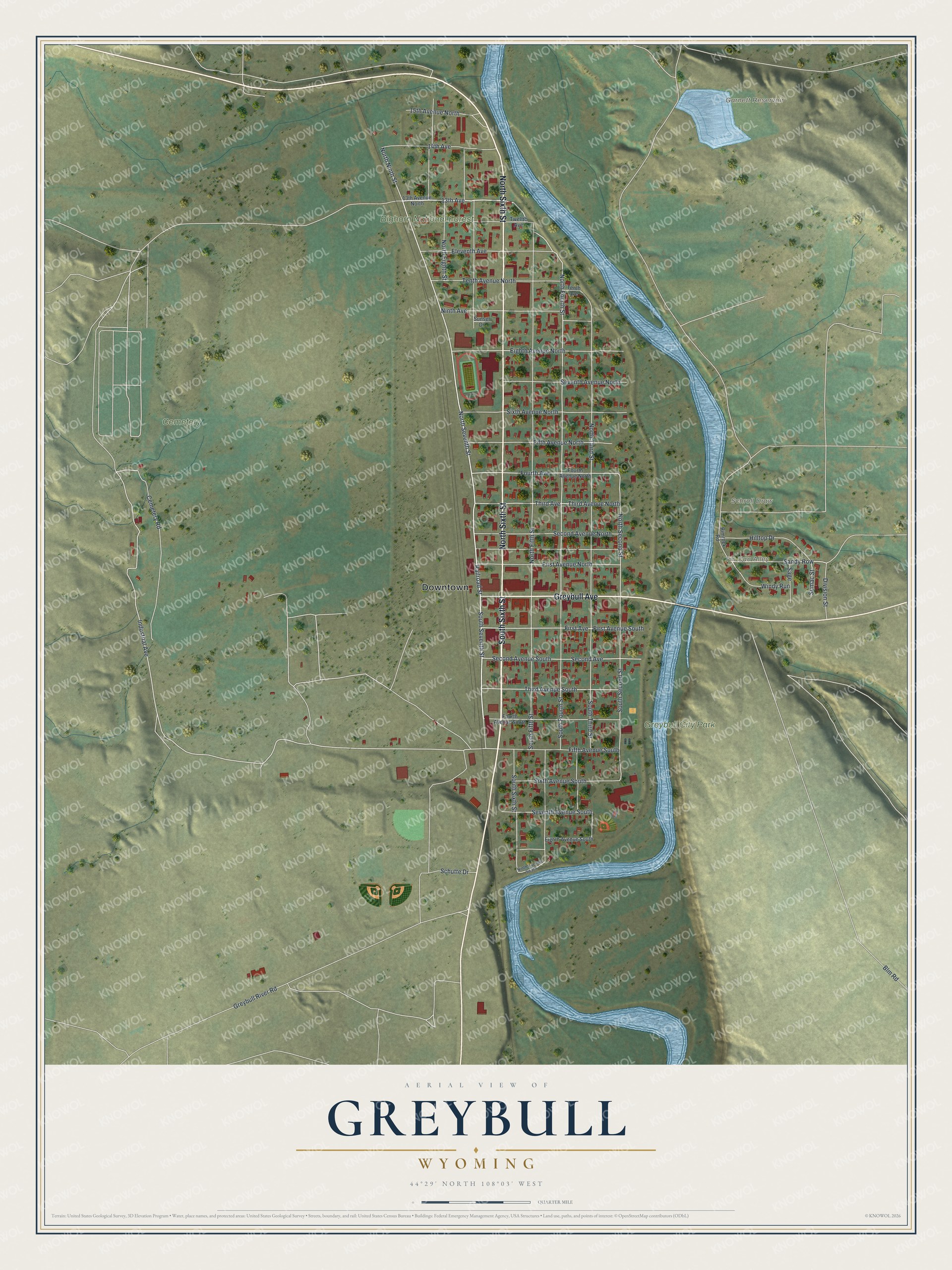 Watermarked full-map preview of Greybull, Wyoming
