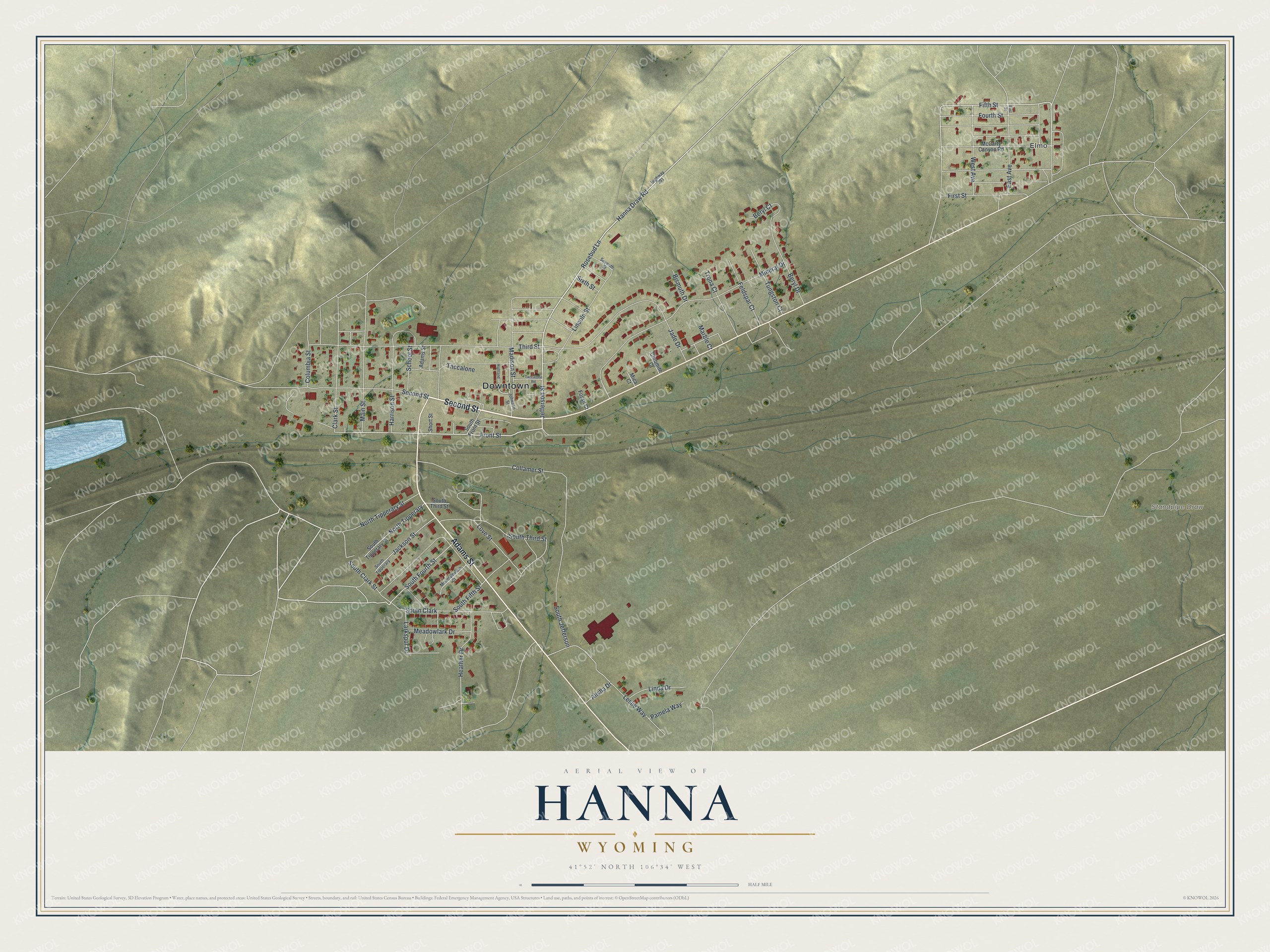 Watermarked full-map preview of Hanna, Wyoming
