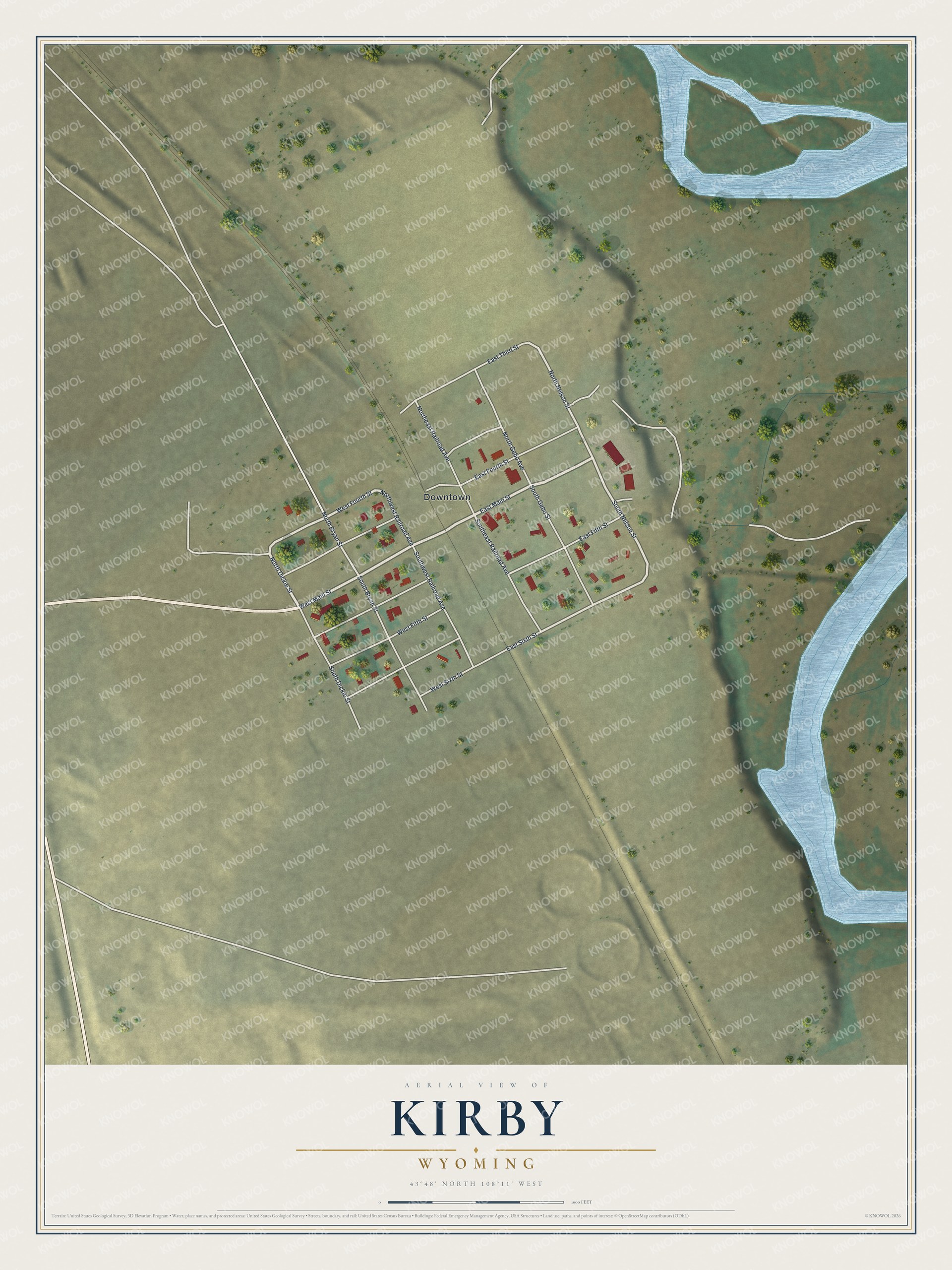 Watermarked full-map preview of Kirby, Wyoming
