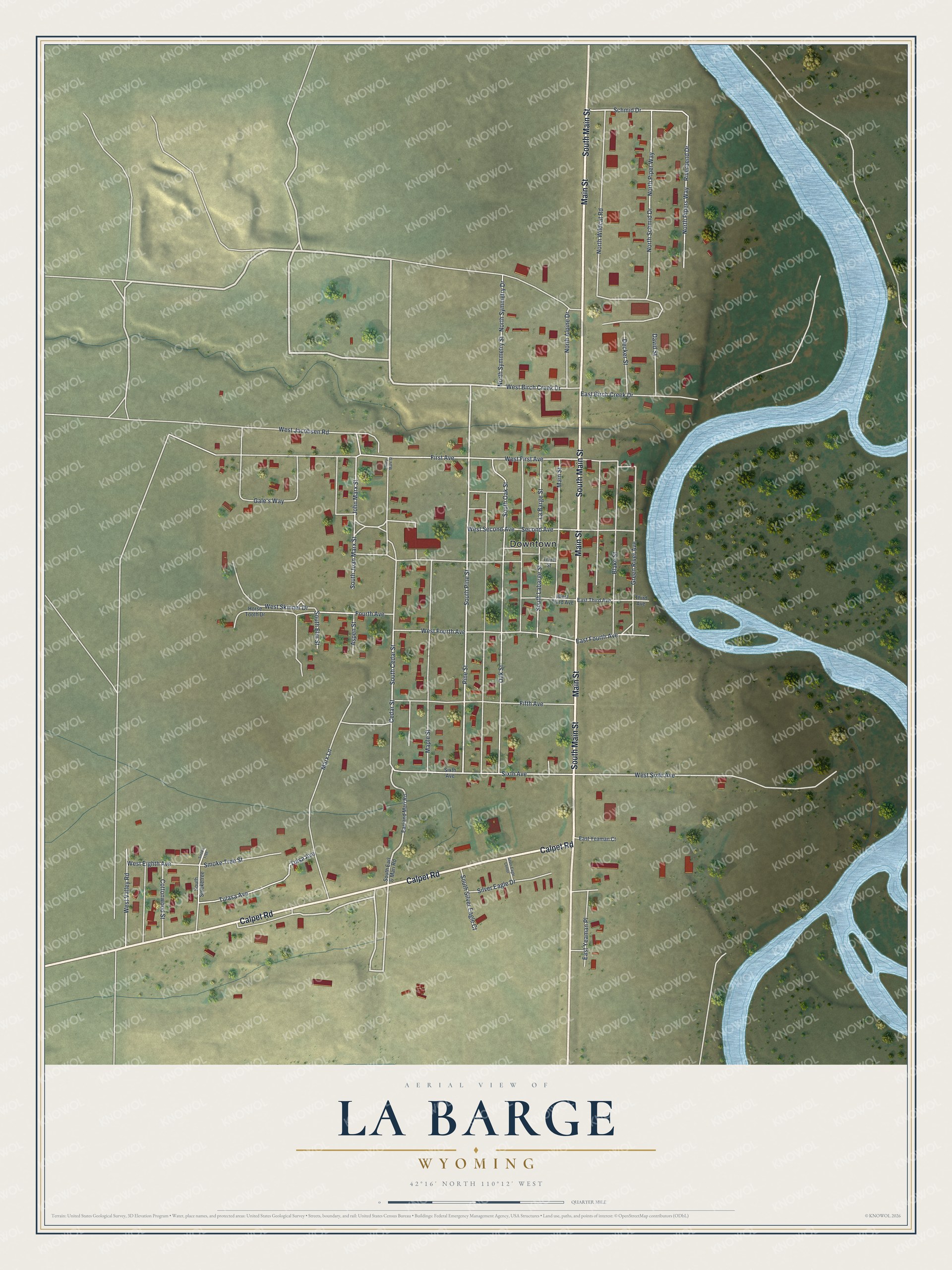 Watermarked full-map preview of La Barge, Wyoming