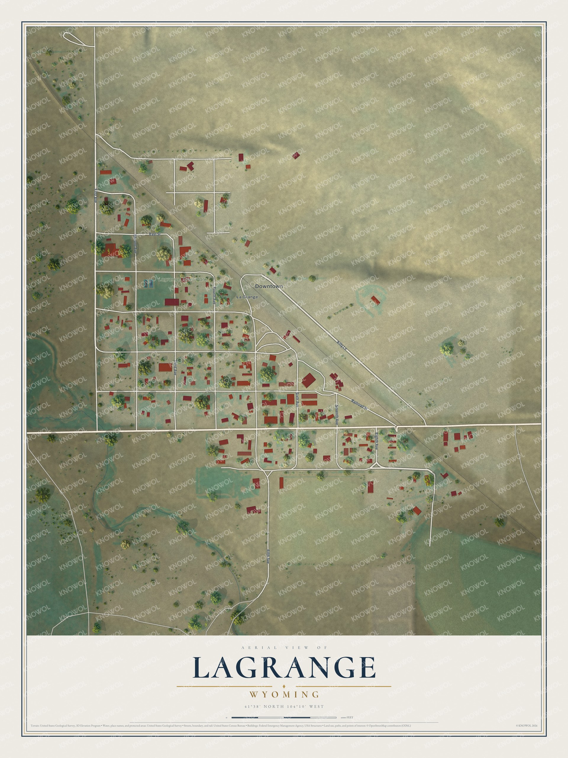 Watermarked full-map preview of LaGrange, Wyoming