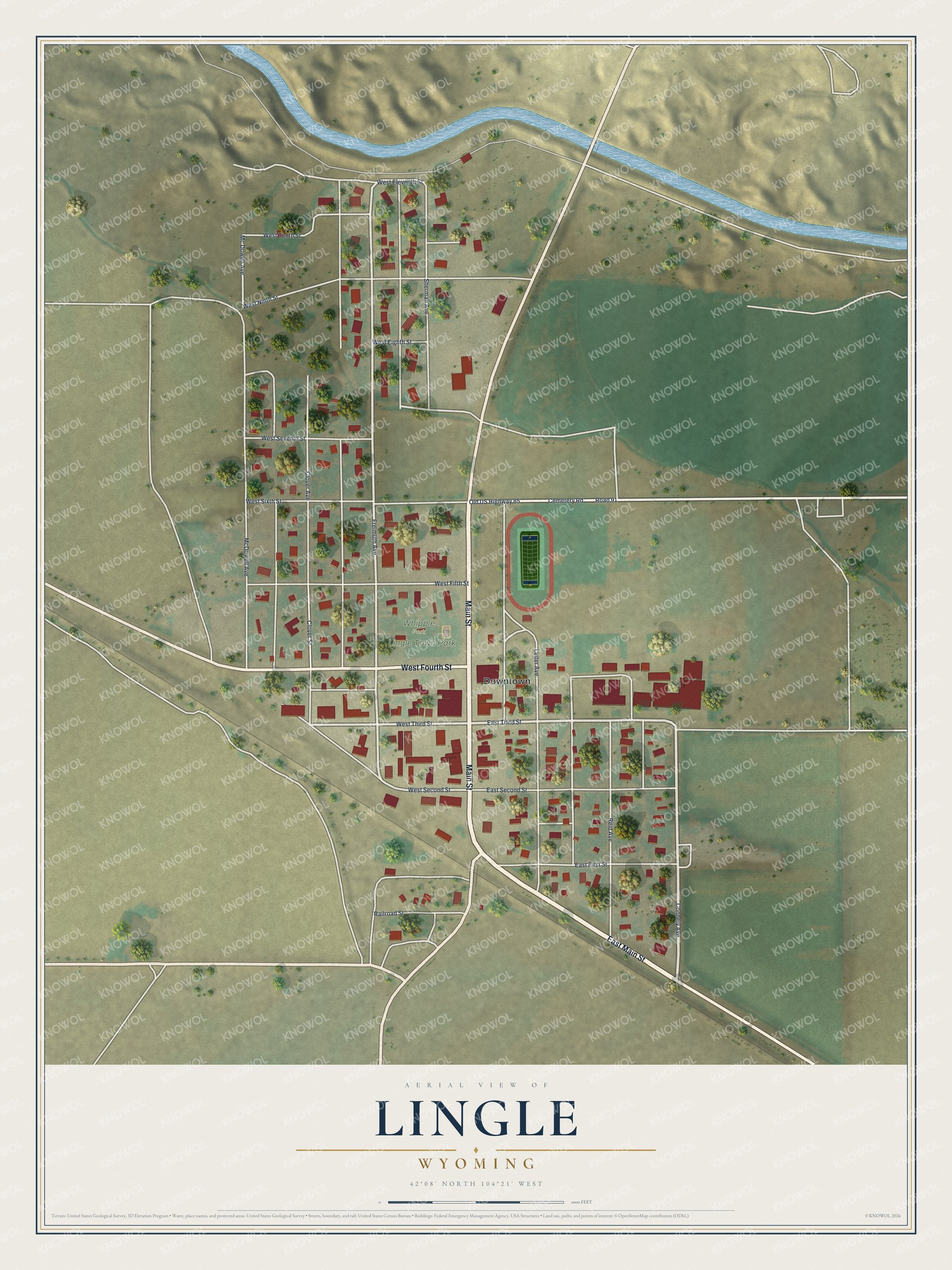 Watermarked full-map preview of Lingle, Wyoming