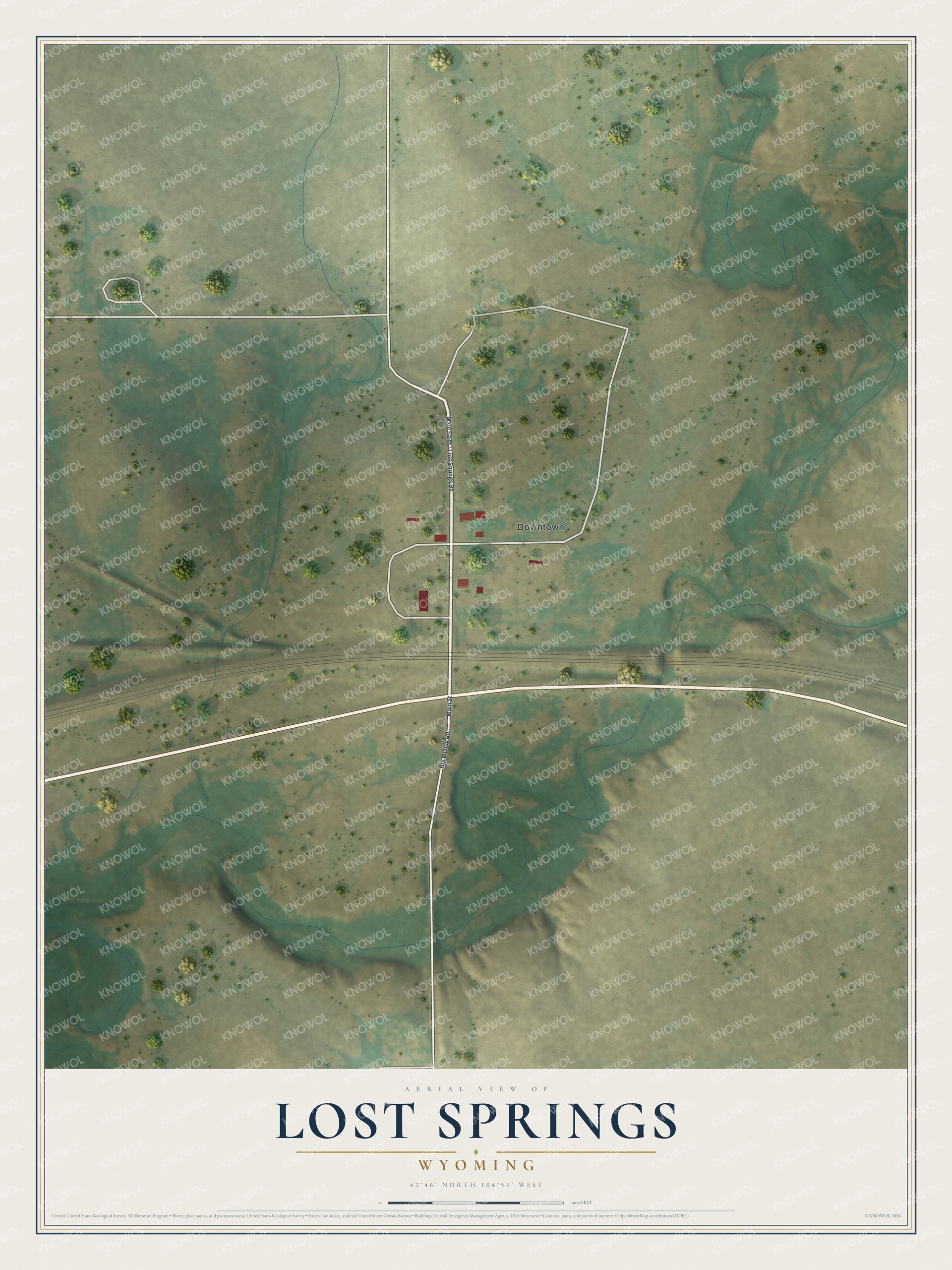 Watermarked full-map preview of Lost Springs, Wyoming
