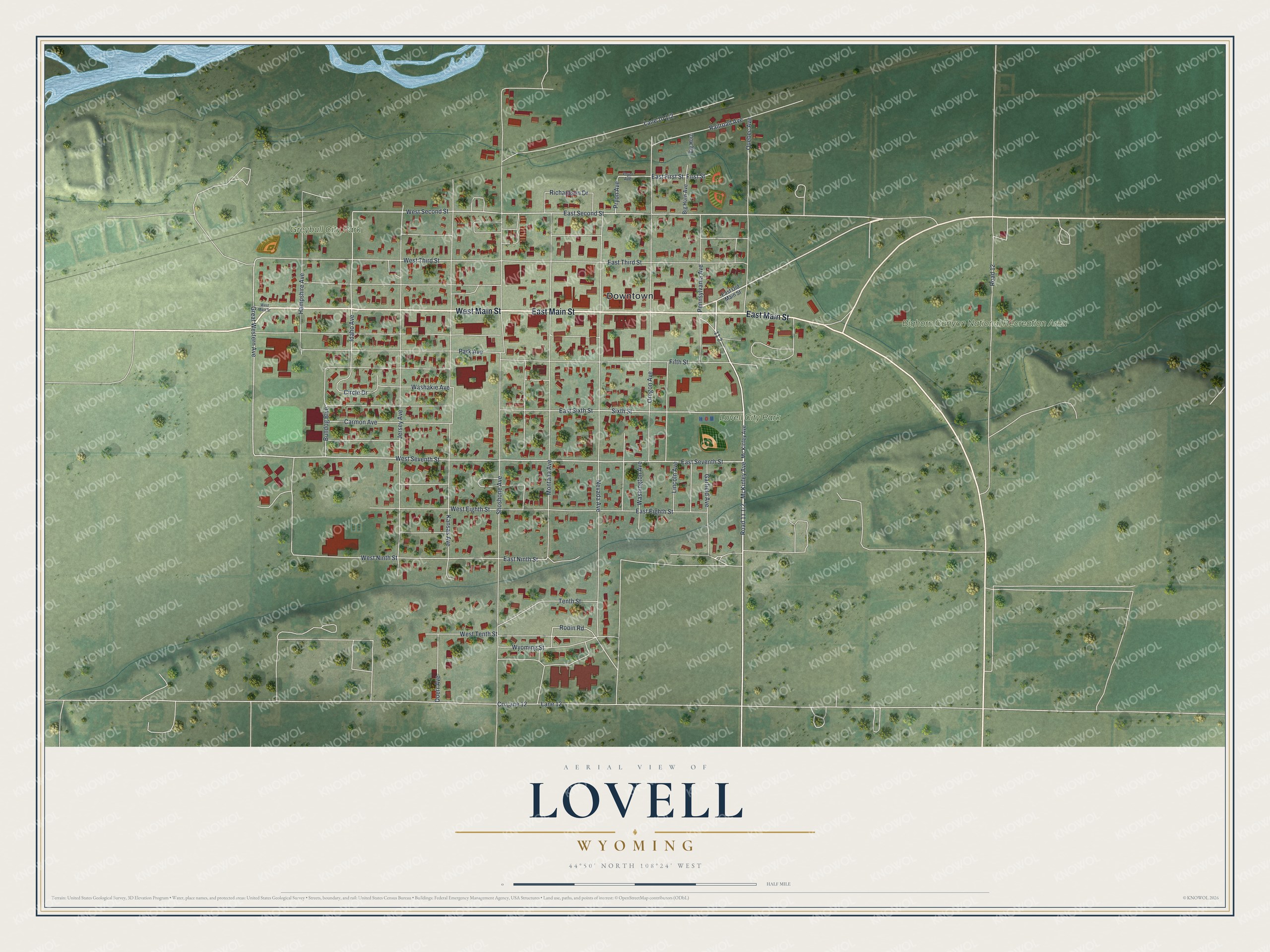 Watermarked full-map preview of Lovell, Wyoming
