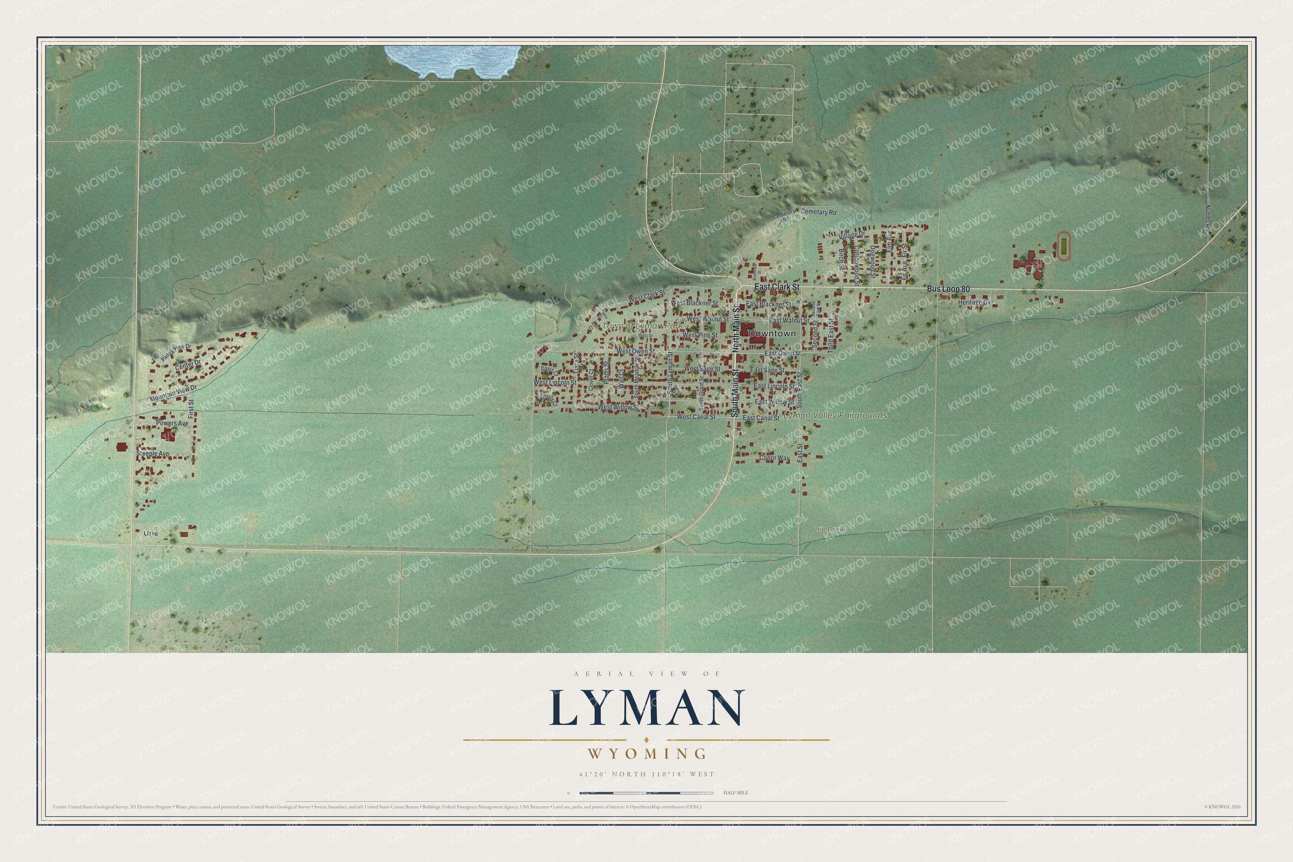 Watermarked full-map preview of Lyman, Wyoming