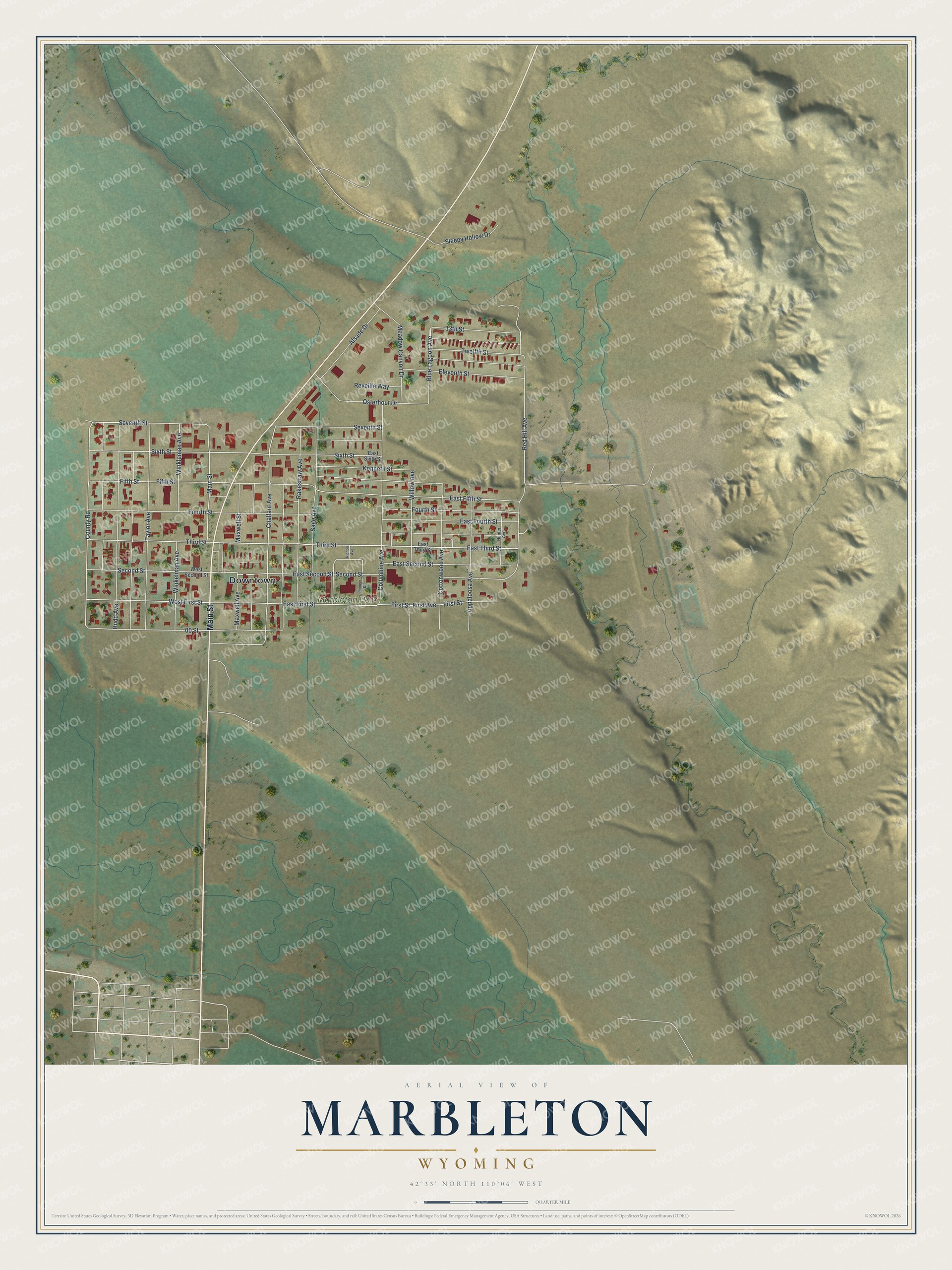 Watermarked full-map preview of Marbleton, Wyoming