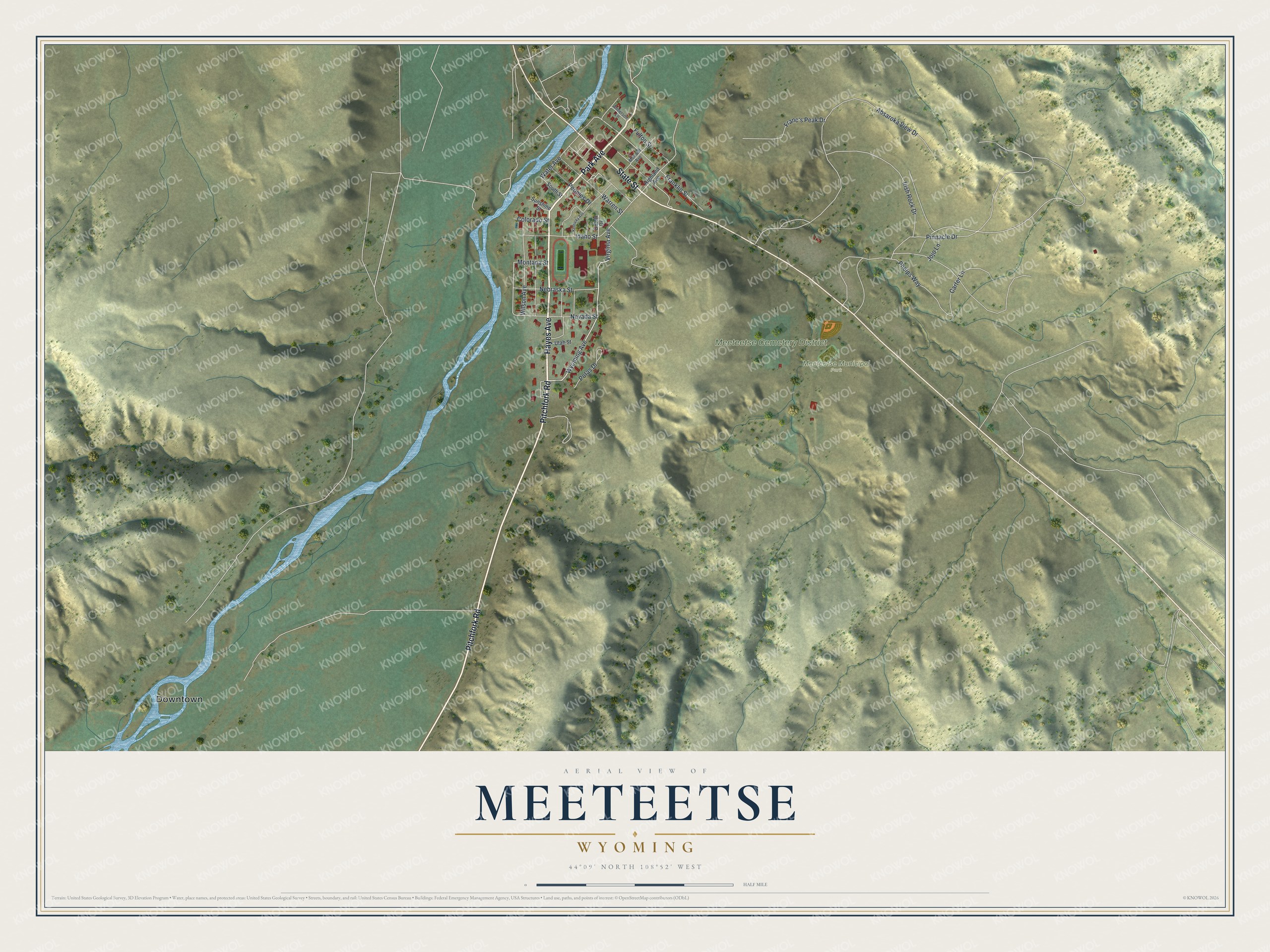 Watermarked full-map preview of Meeteetse, Wyoming