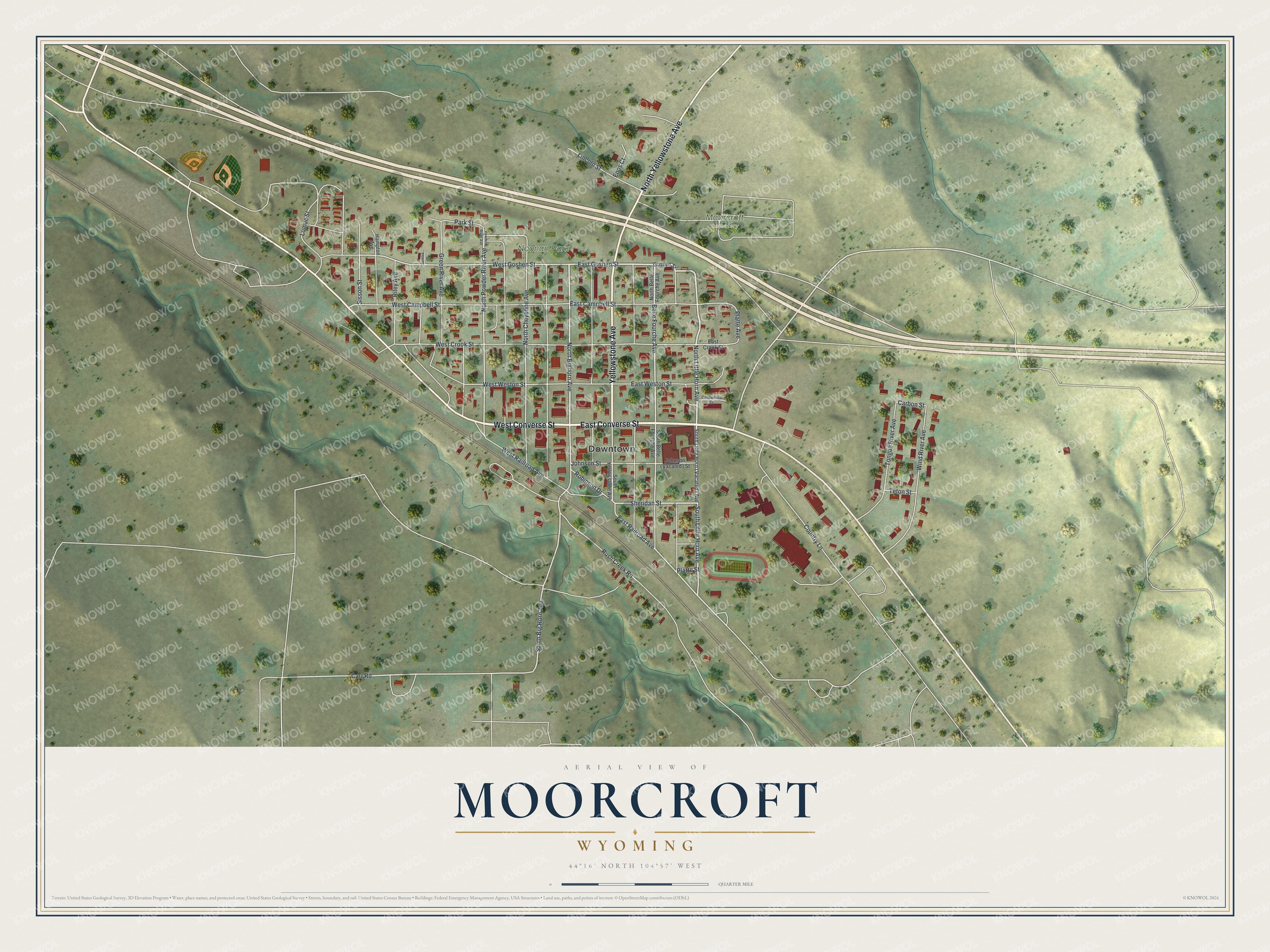 Watermarked full-map preview of Moorcroft, Wyoming