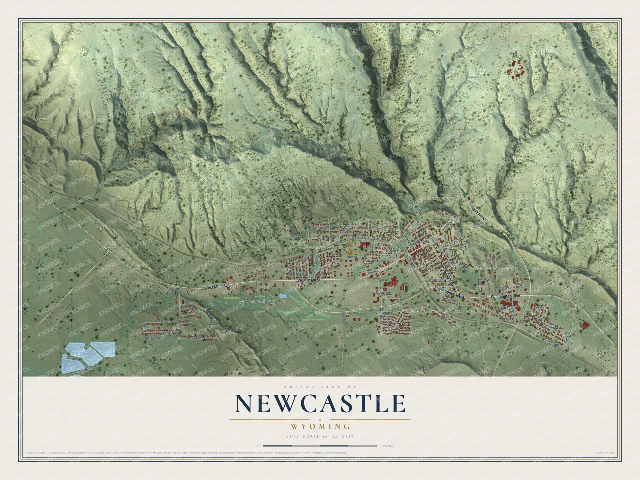 Watermarked full-map preview of Newcastle, Wyoming
