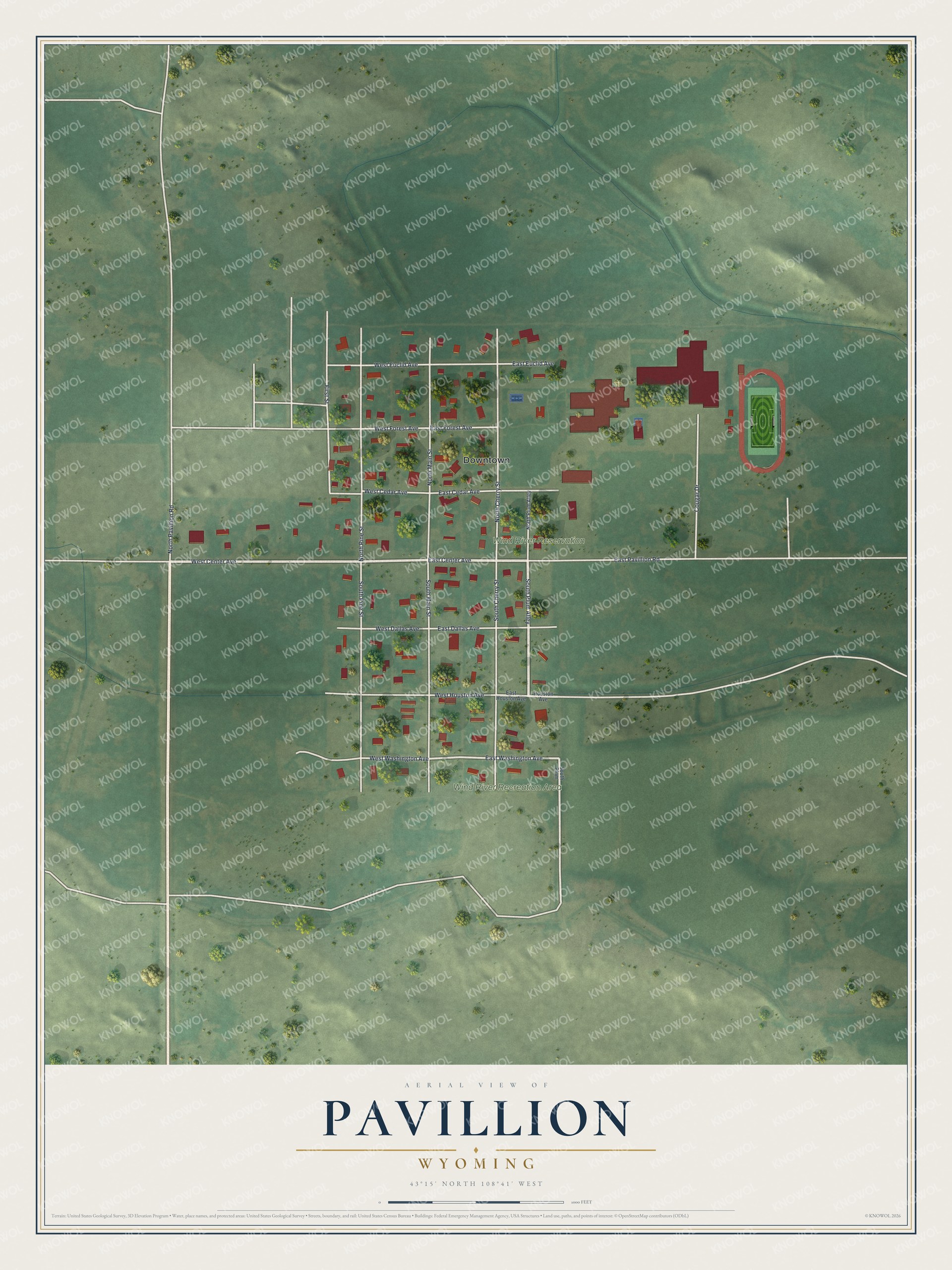 Watermarked full-map preview of Pavillion, Wyoming