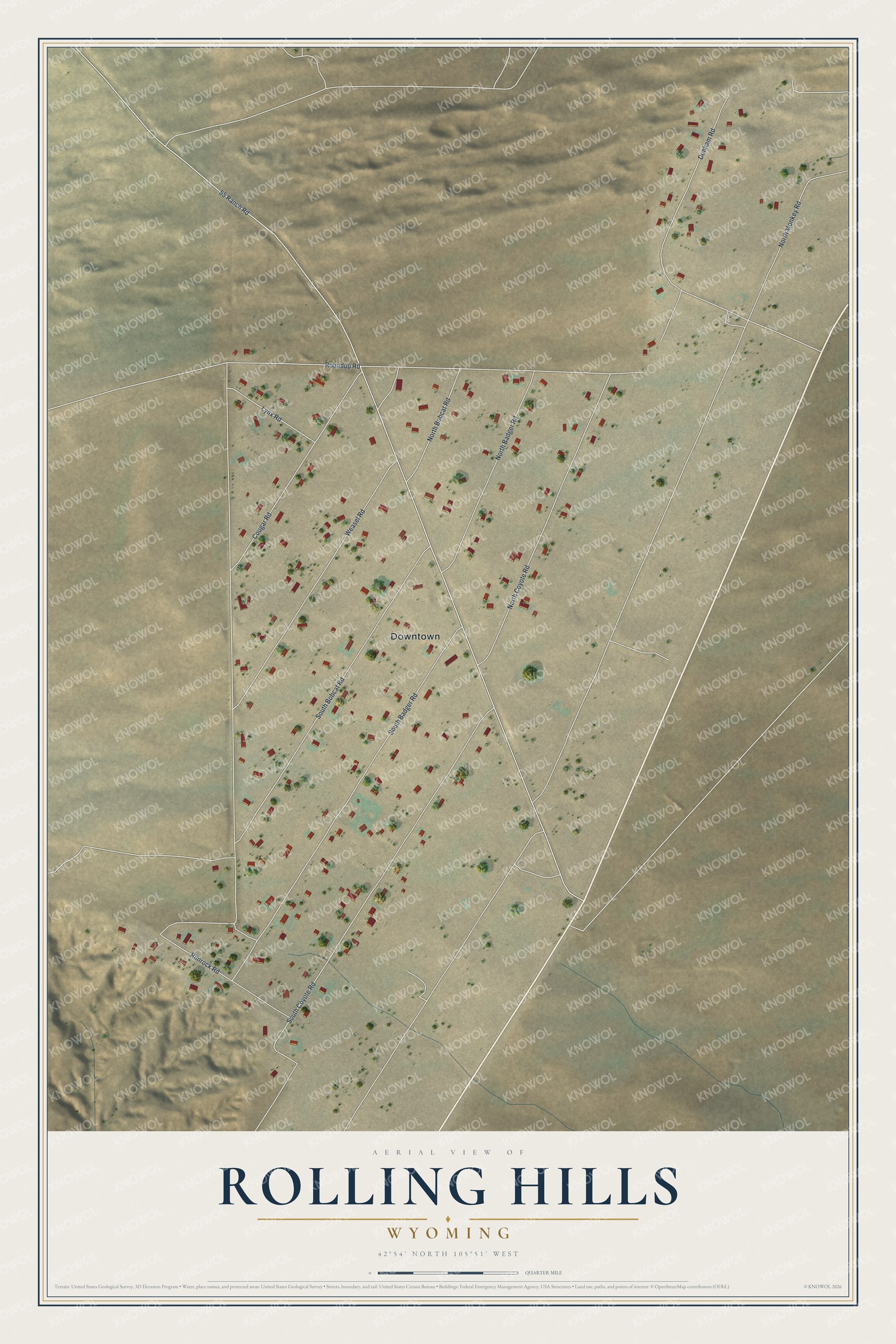 Watermarked full-map preview of Rolling Hills, Wyoming