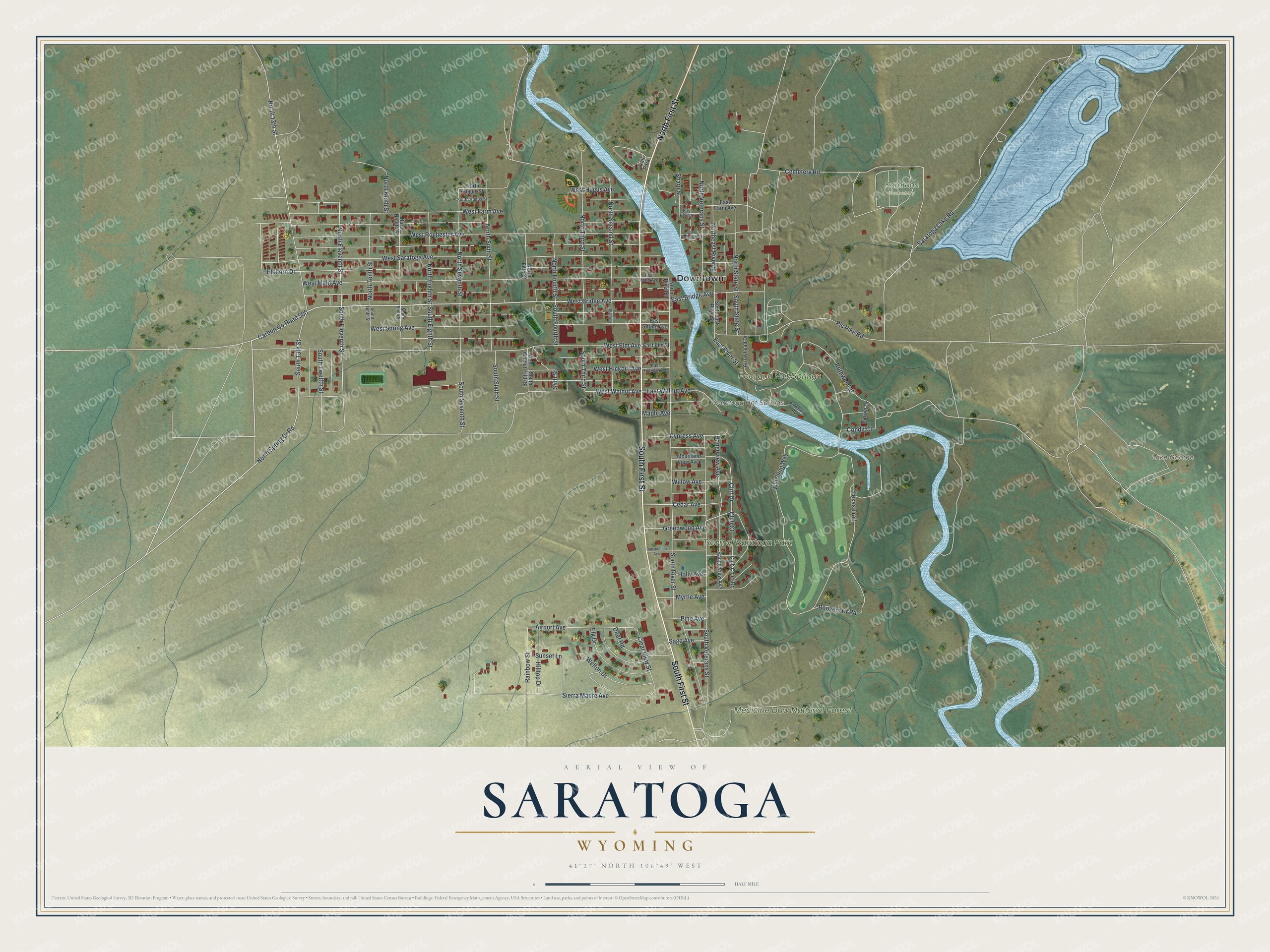 Watermarked full-map preview of Saratoga, Wyoming
