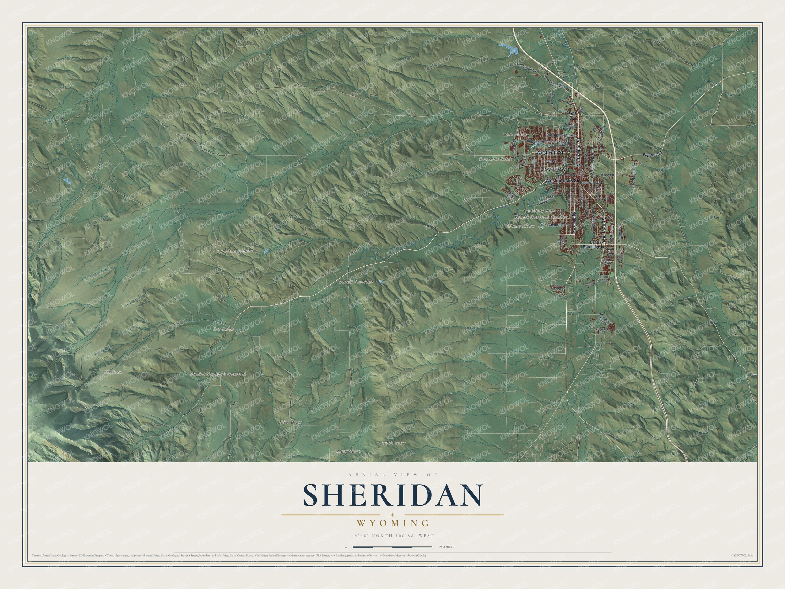 Watermarked full-map preview of Sheridan, Wyoming