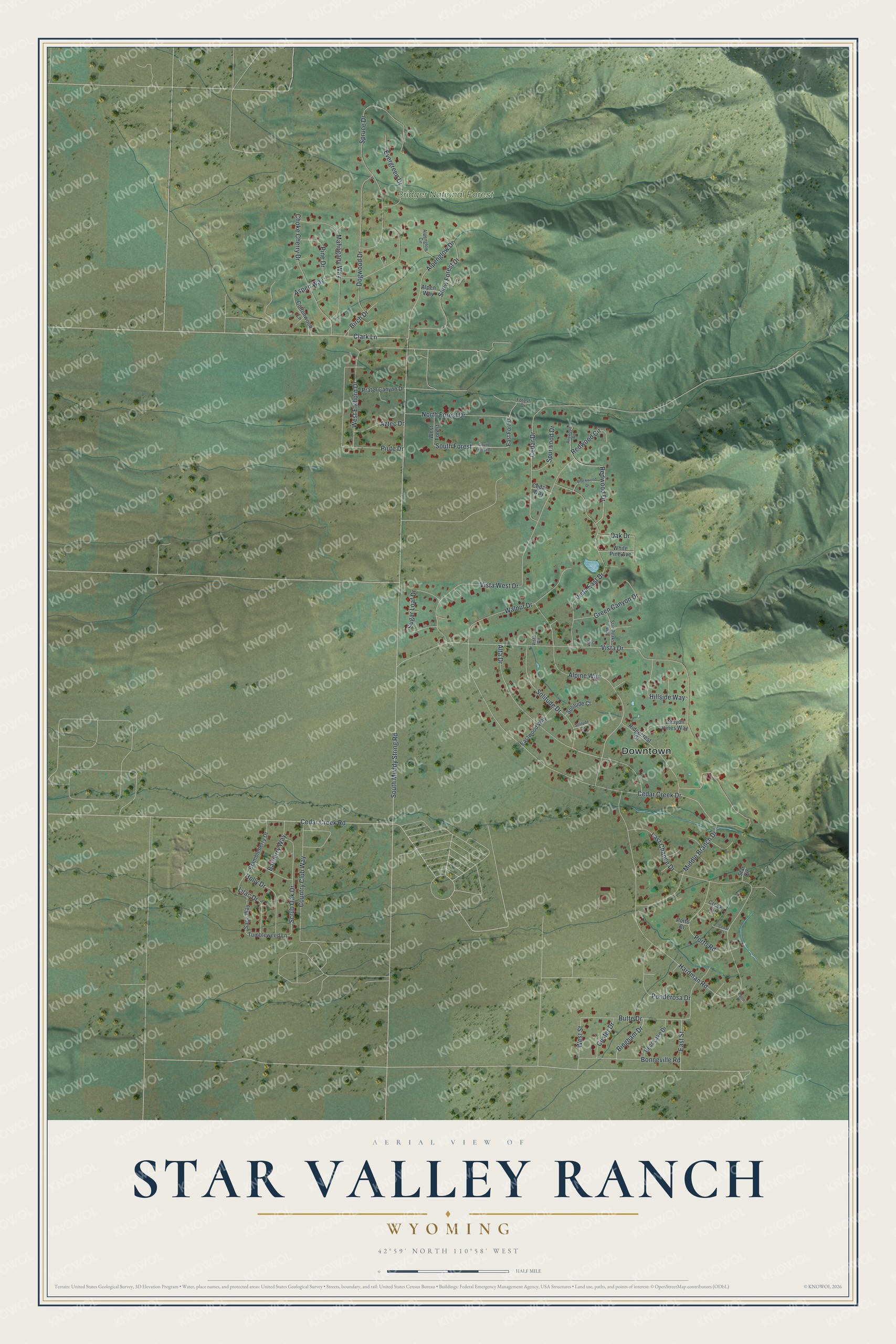 Watermarked full-map preview of Star Valley Ranch, Wyoming