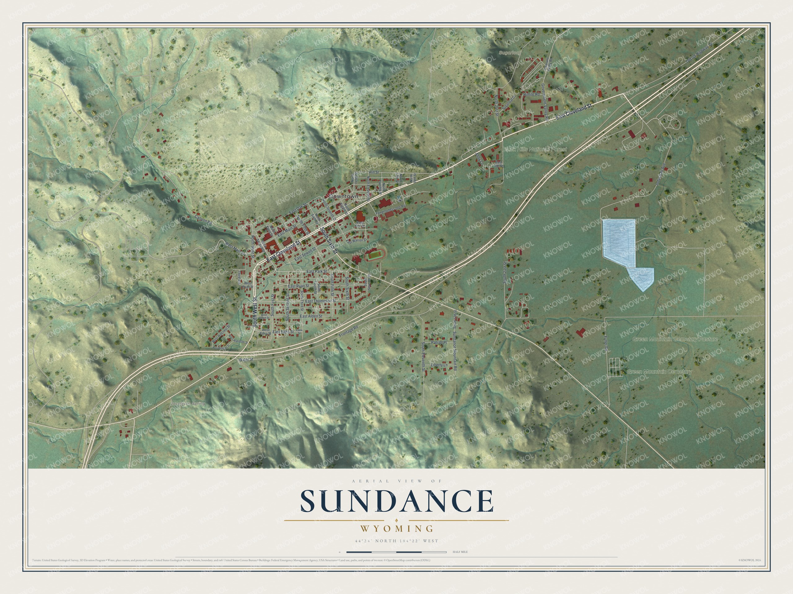 Watermarked full-map preview of Sundance, Wyoming