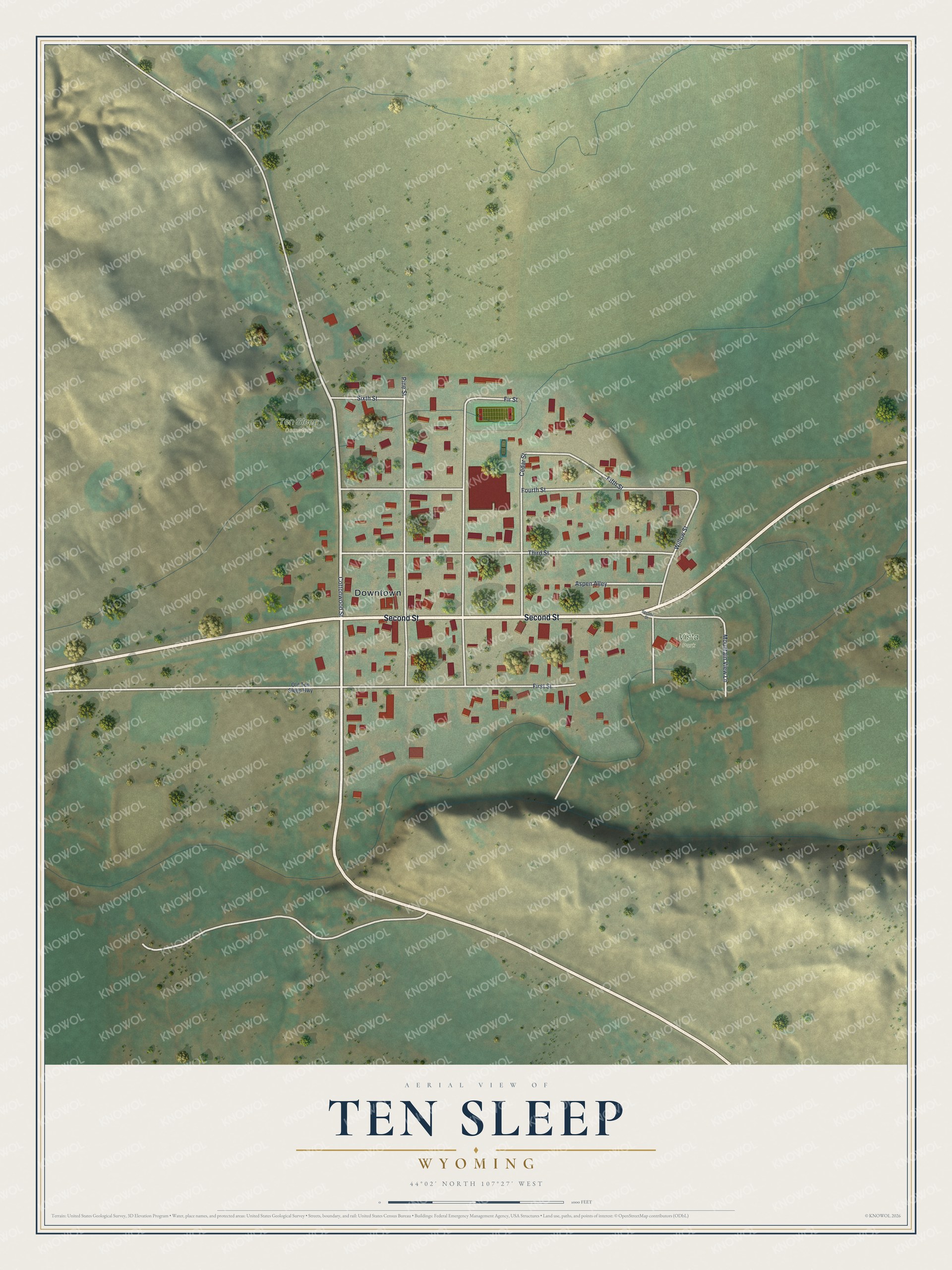 Watermarked full-map preview of Ten Sleep, Wyoming