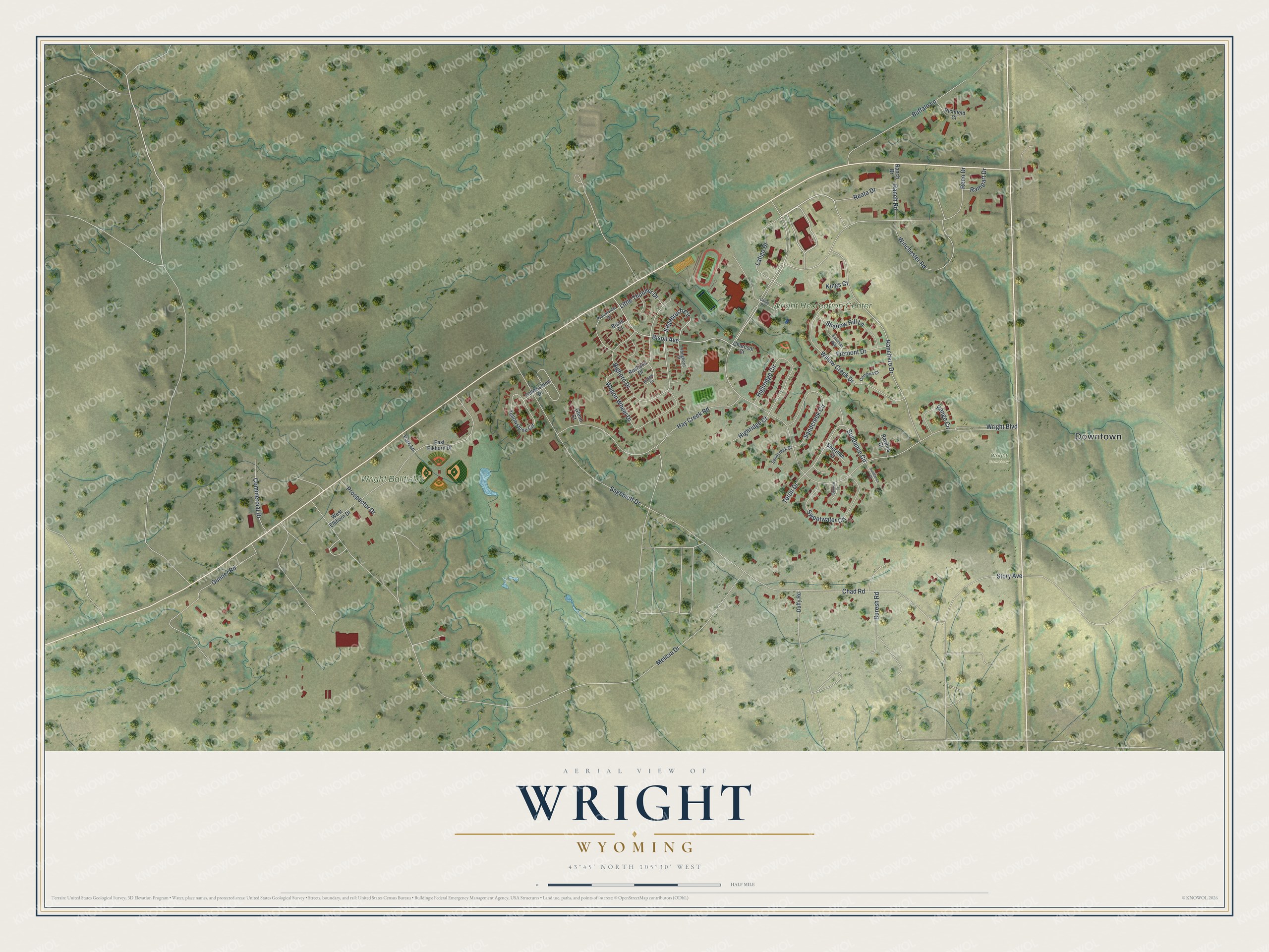 Watermarked full-map preview of Wright, Wyoming