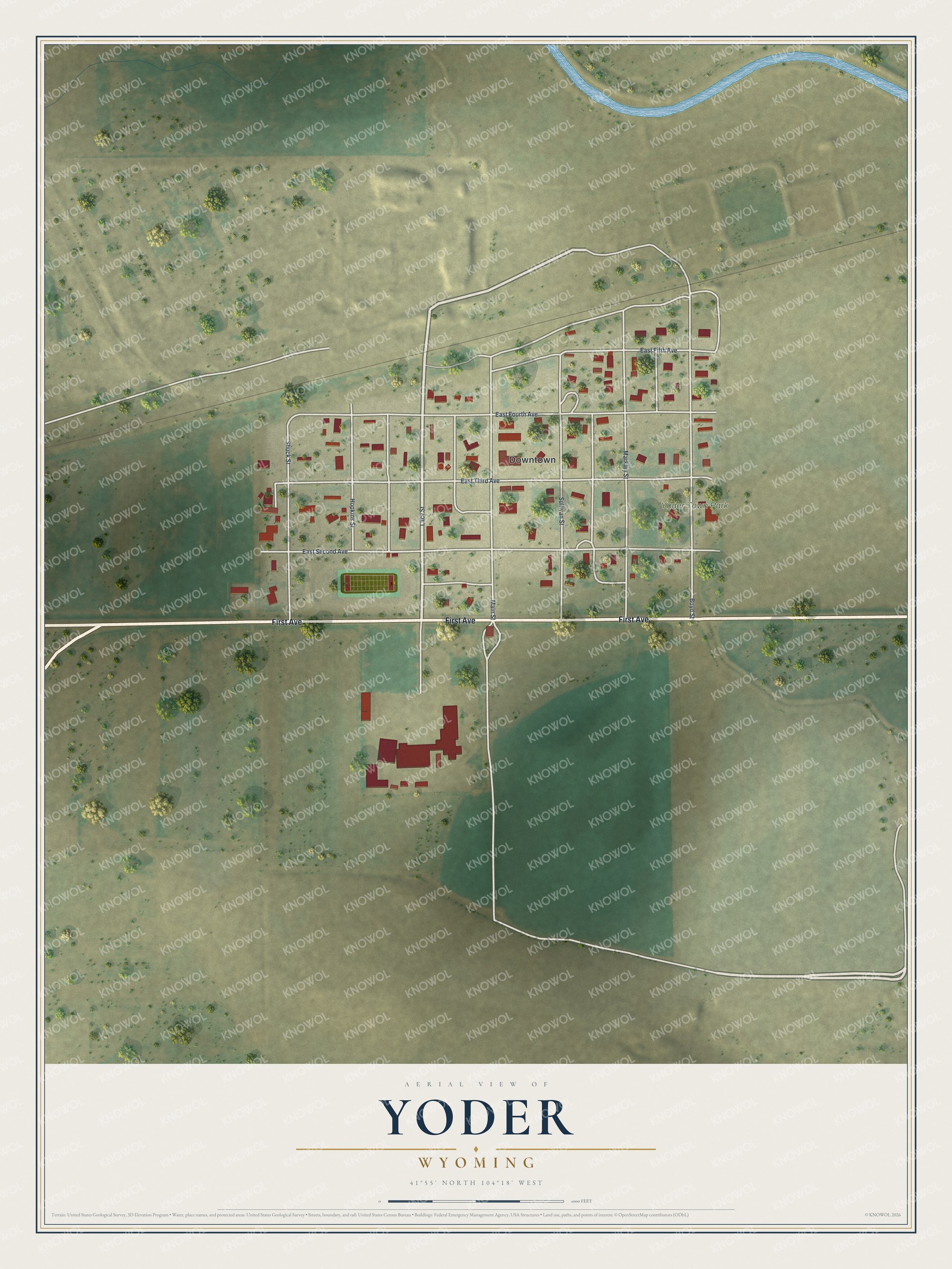 Watermarked full-map preview of Yoder, Wyoming